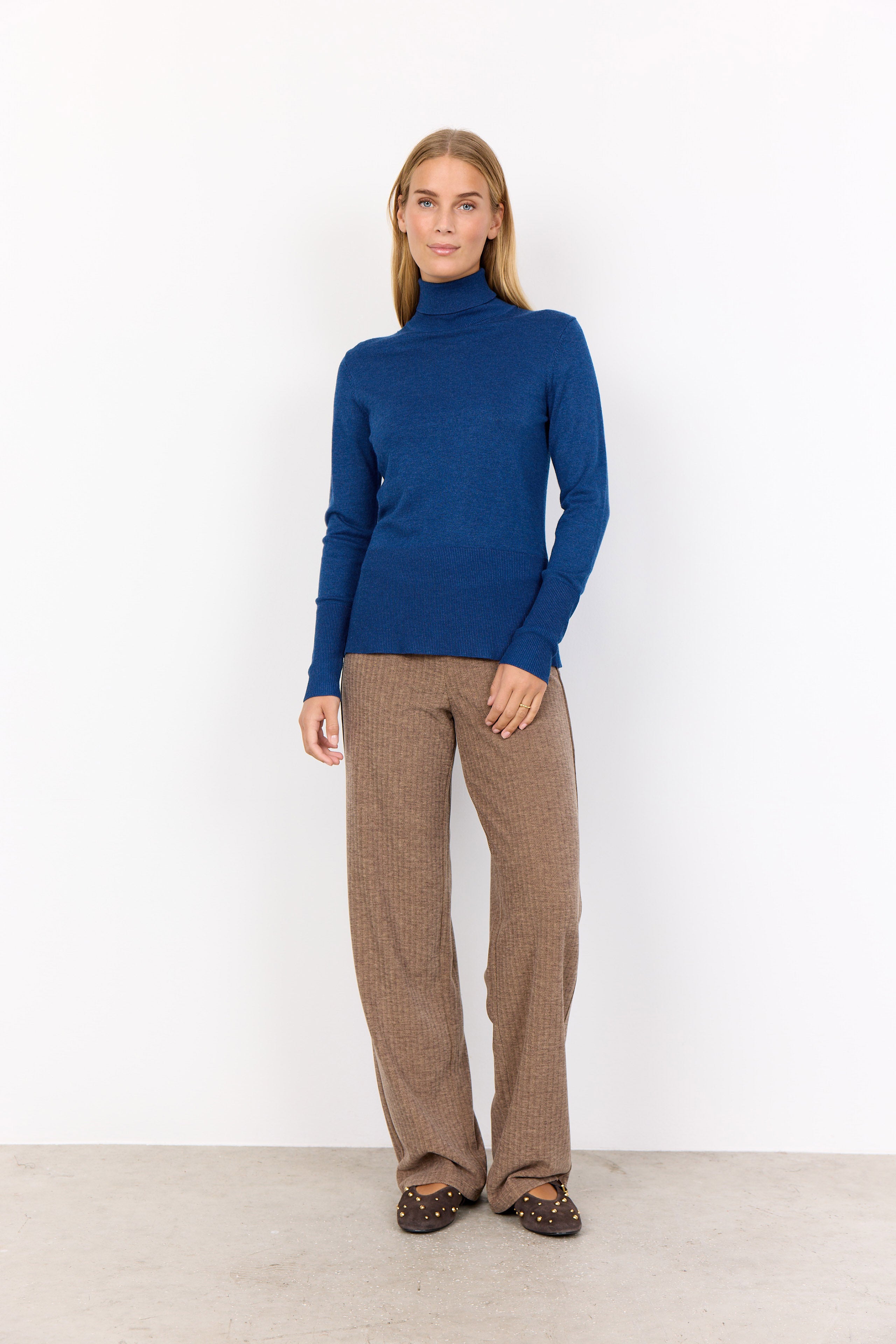 Soya Concept Dollie Roll Neck Jumper - Estate Blue Melange