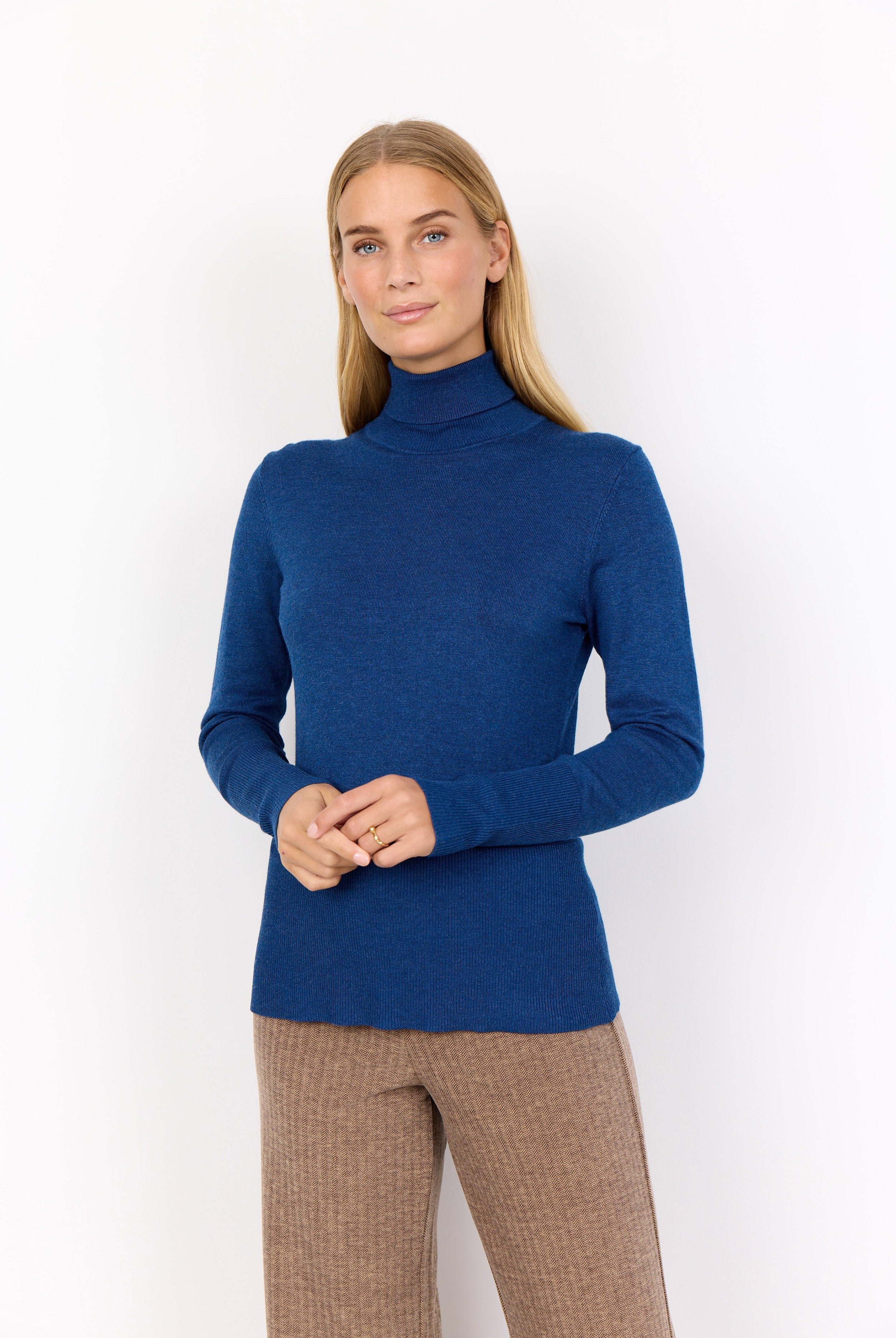Soya Concept Dollie Roll Neck Jumper - Estate Blue Melange