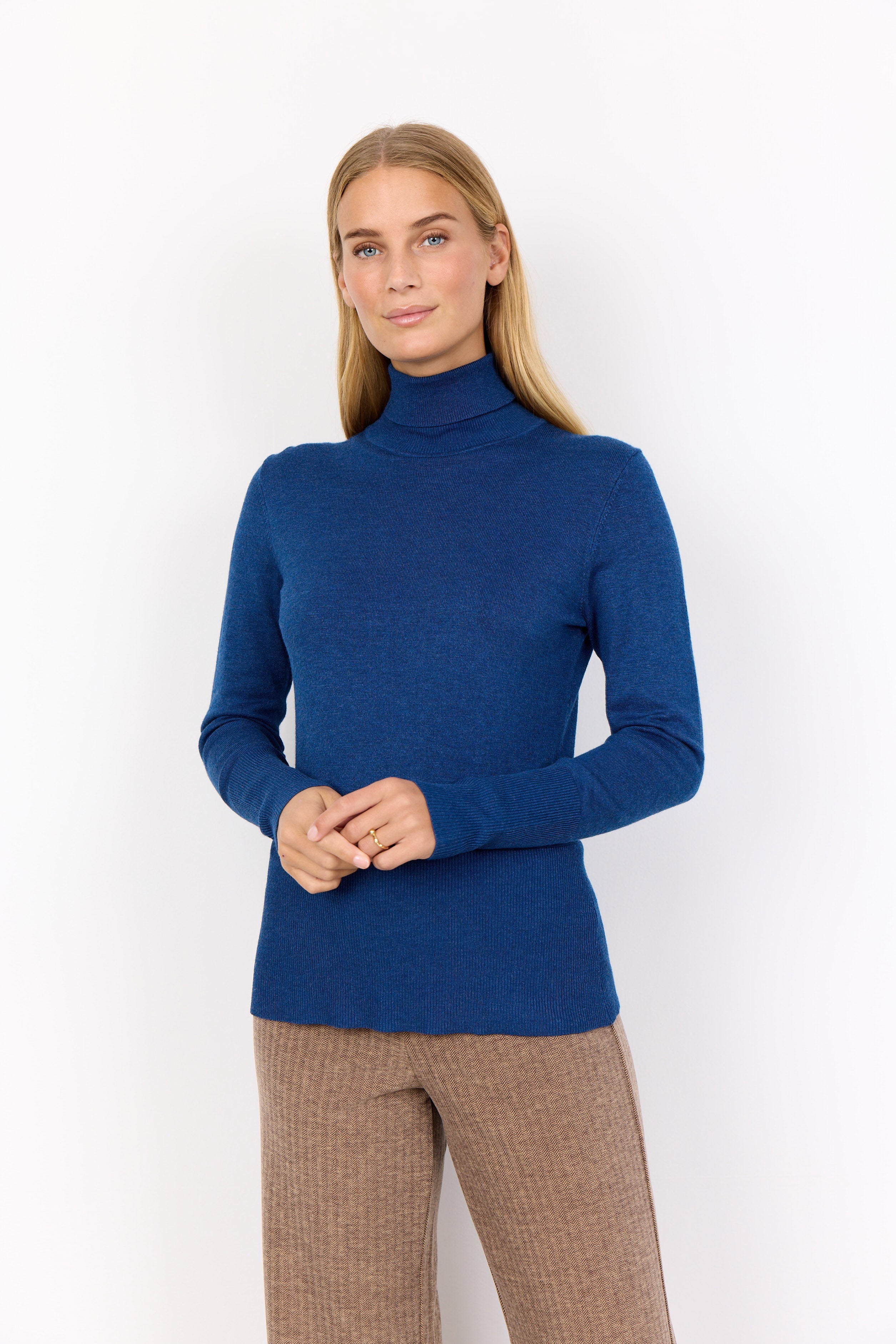Soya Concept Dollie Roll Neck Jumper - Estate Blue Melange