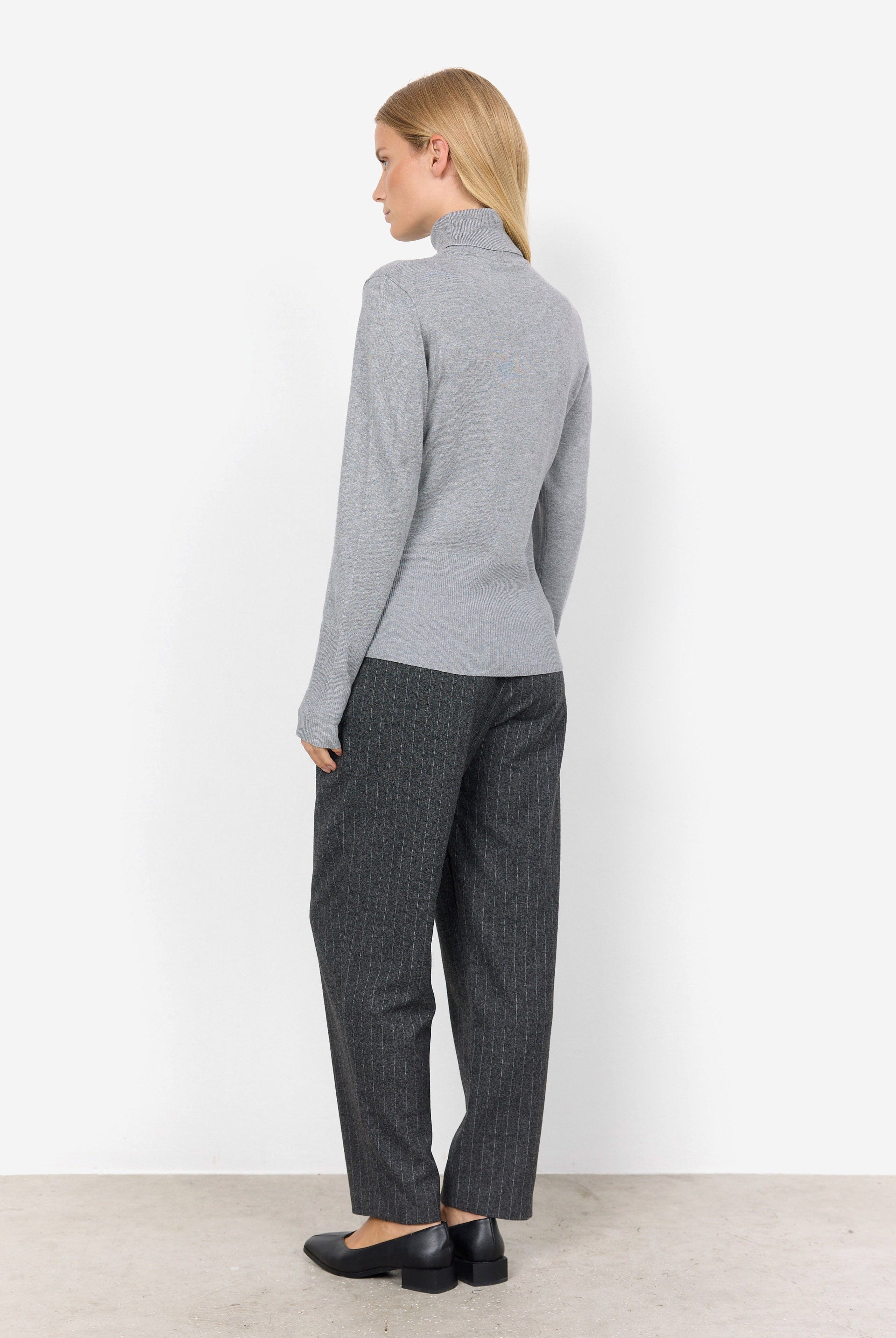 Soya Concept Dollie Roll Neck Jumper - Mid Grey Melange