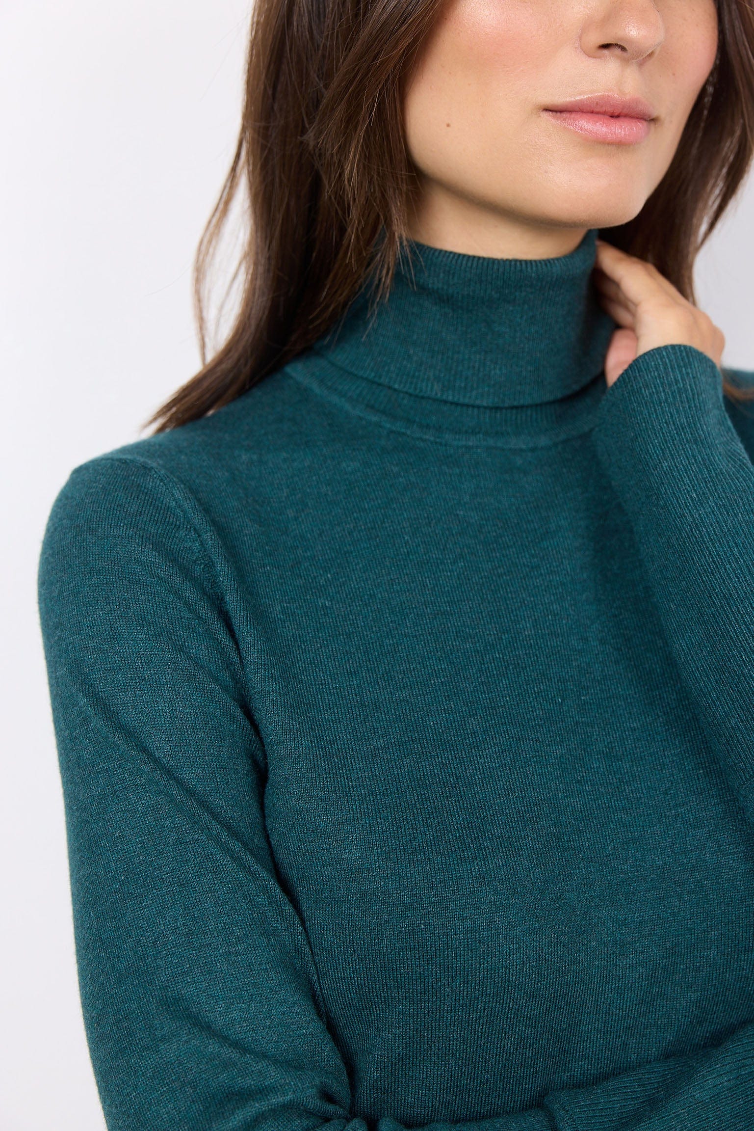 Soya Concept Dollie Roll Neck Jumper - Shady Green Melange