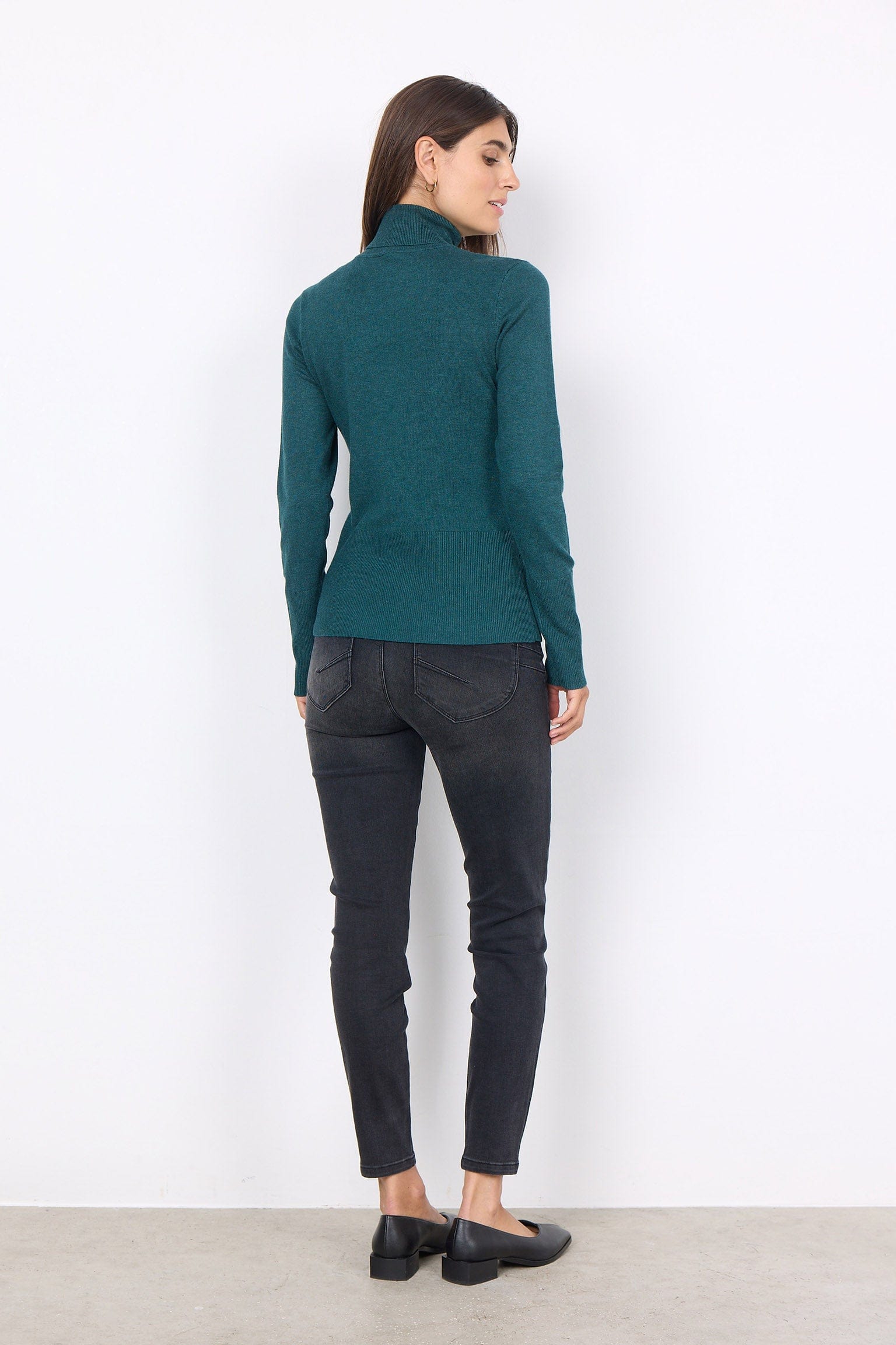 Soya Concept Dollie Roll Neck Jumper - Shady Green Melange