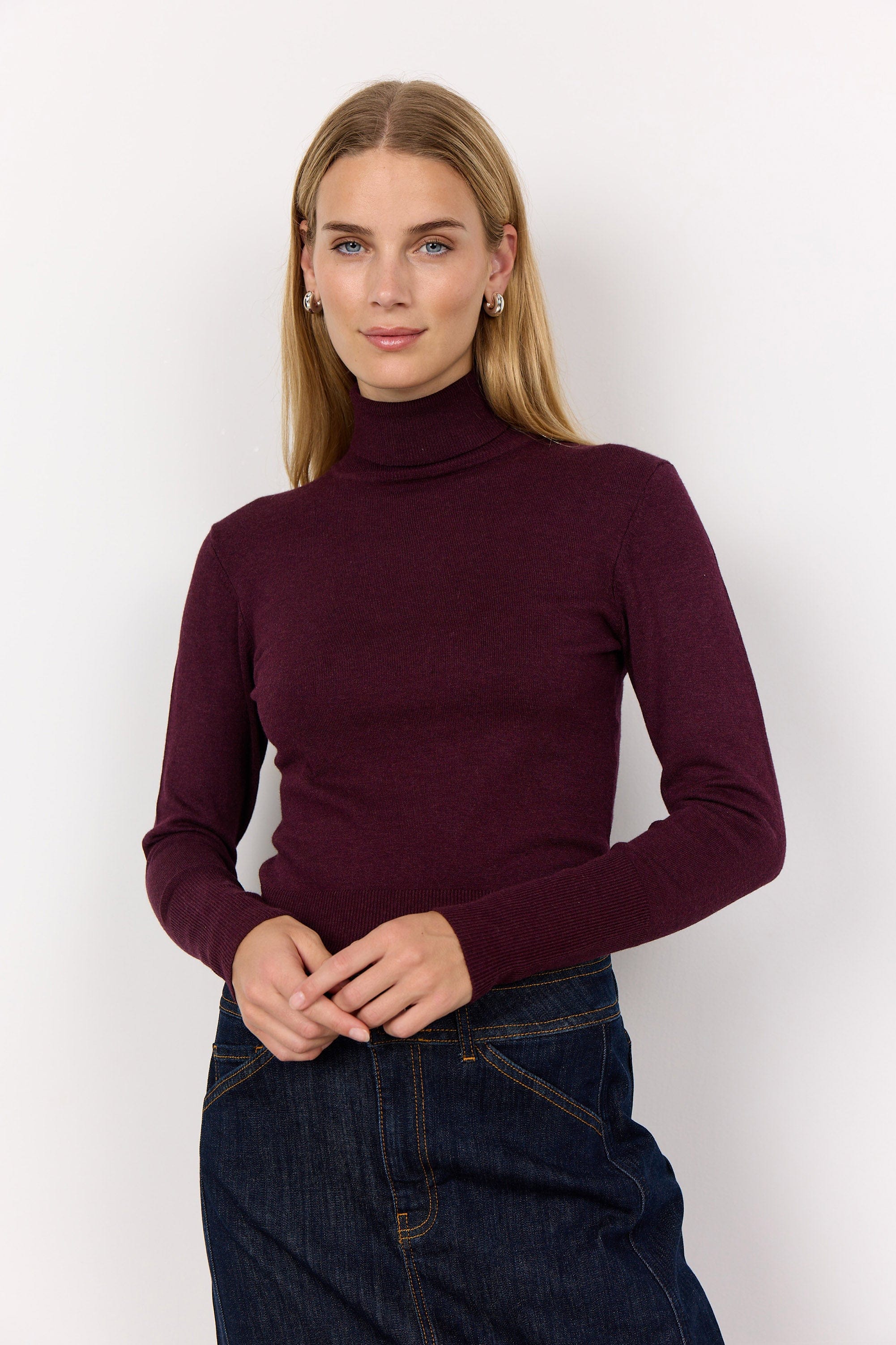 Soya Concept Dollie Roll Neck Jumper - Wine Melange