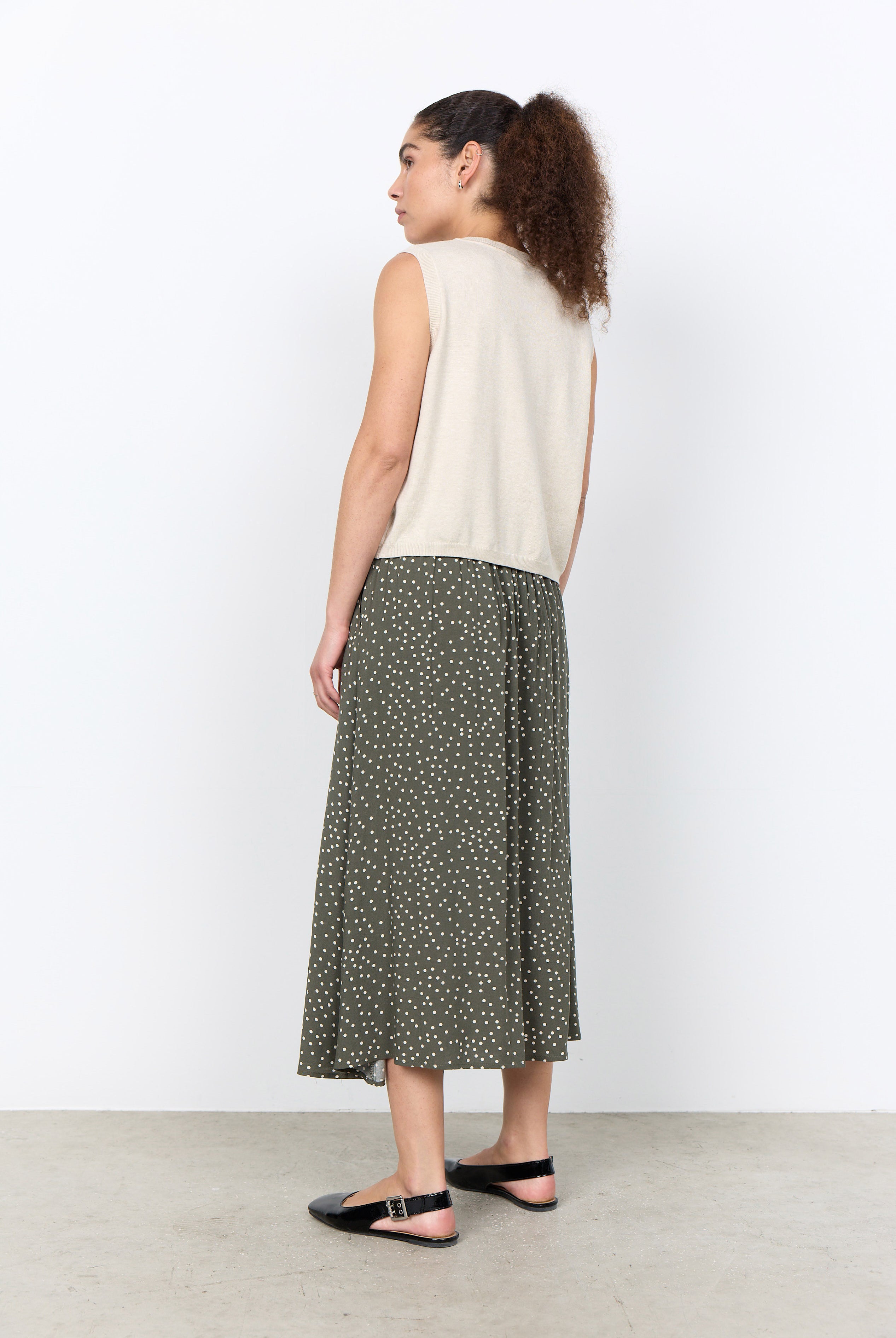 Soya Concept Dollie Ruffle Sleeveless Jumper - Cream Melange