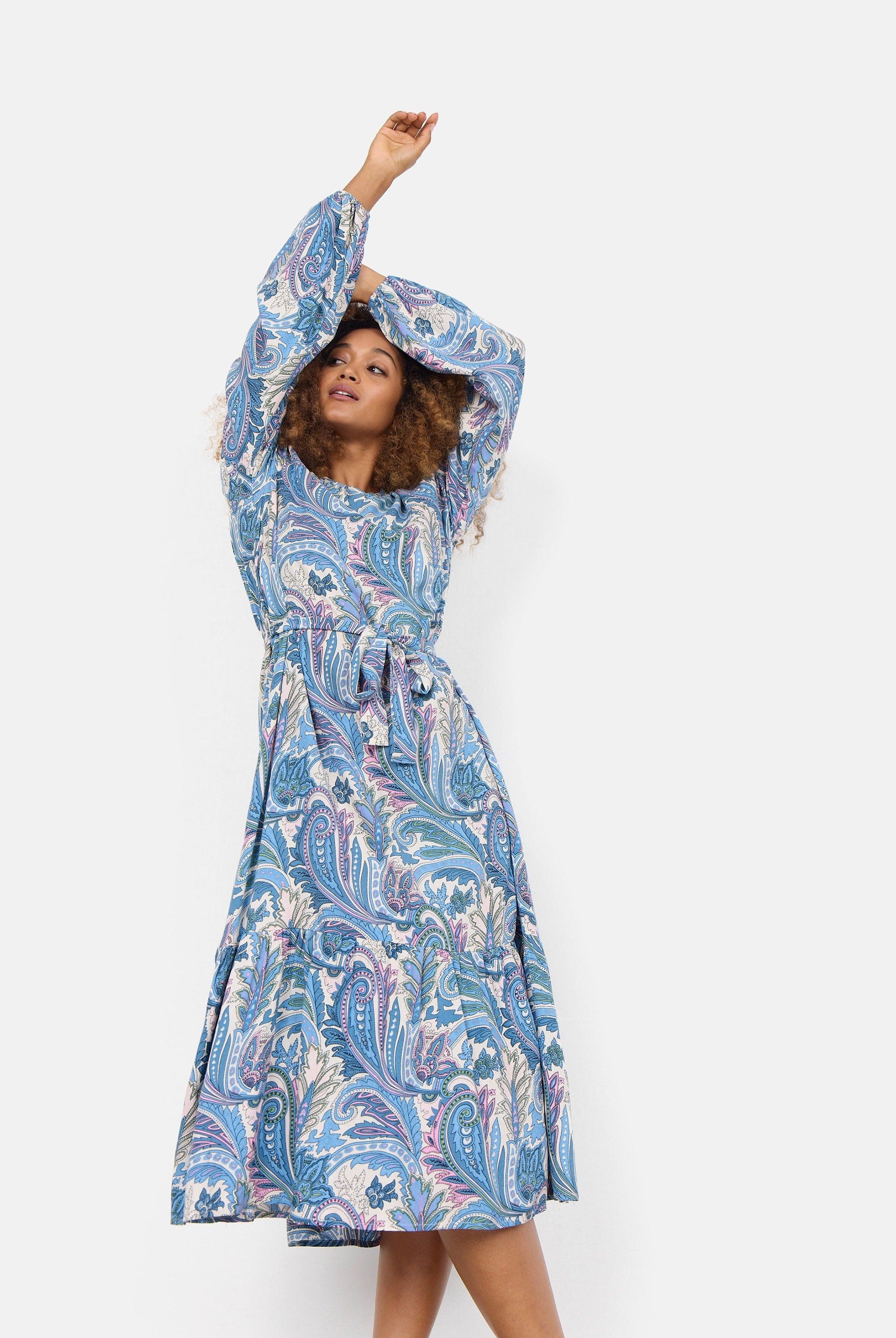 Soya Concept Donia Paisley Printed Maxi Dress - Crystal Blue Combi