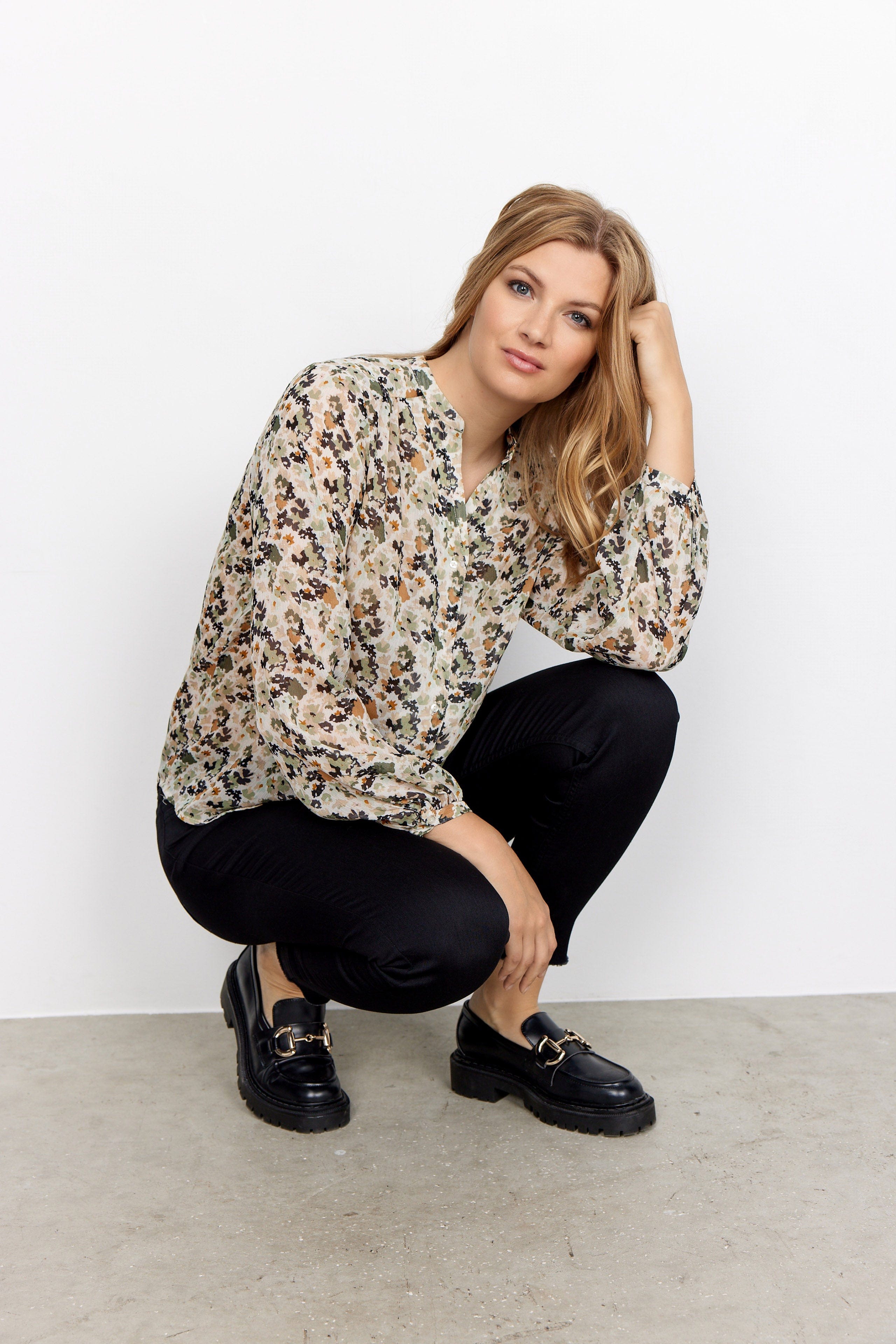Soya Concept Elisa Shirt - Oil Green Combi