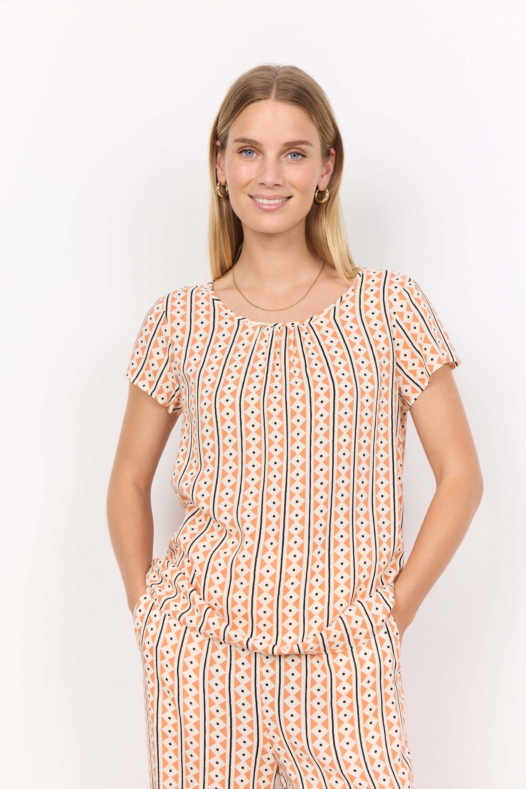 Soya Concept Elsia Printed Top - Papaya Combi