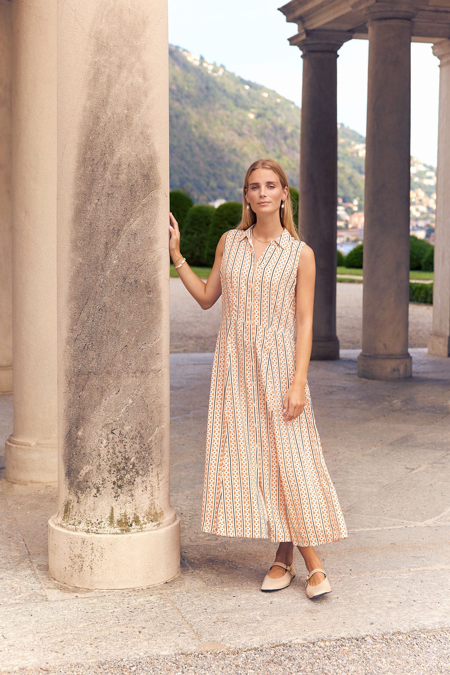 Soya Concept Elsia Shirt Midi Dress - Papaya Combi