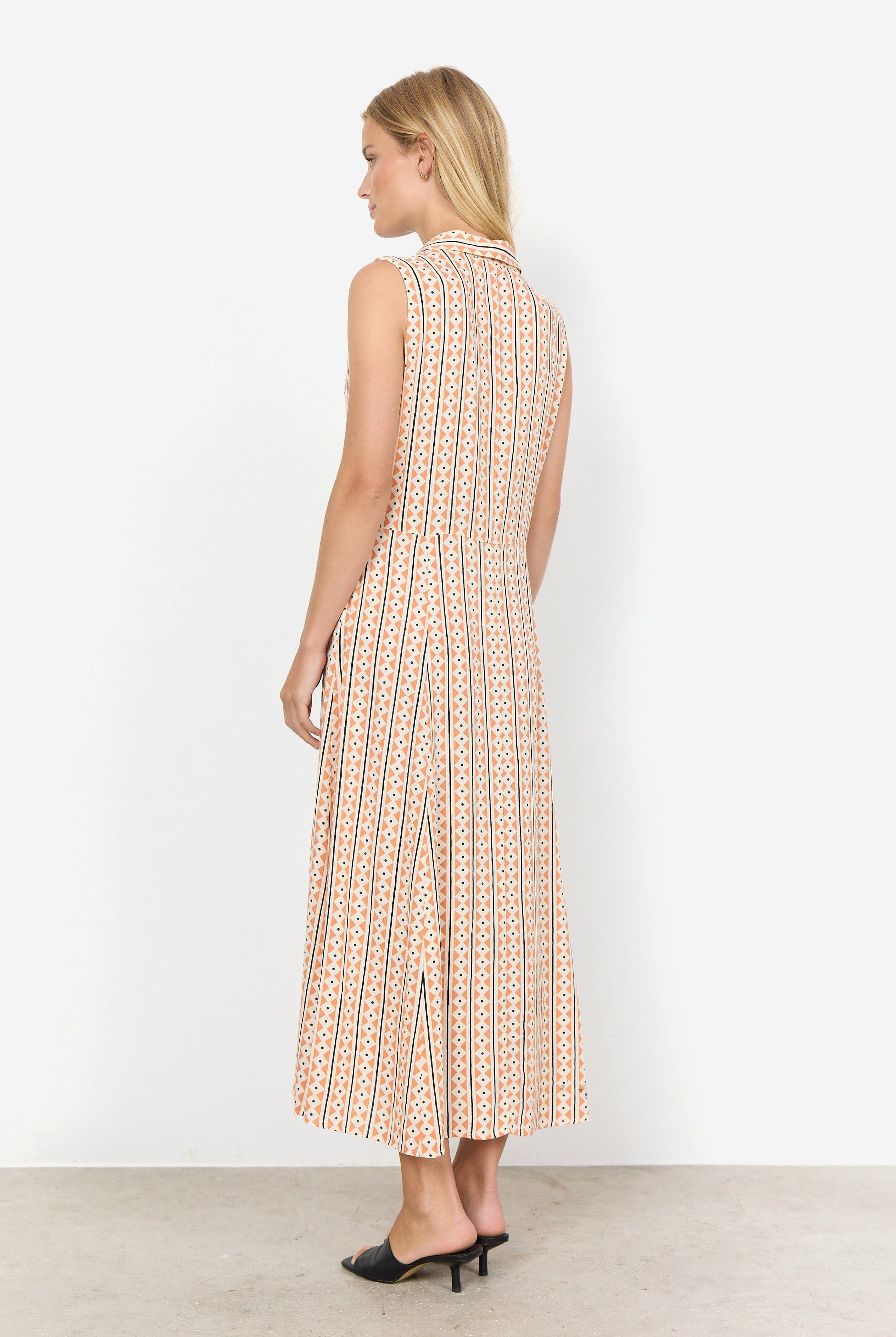 Soya Concept Elsia Shirt Midi Dress - Papaya Combi