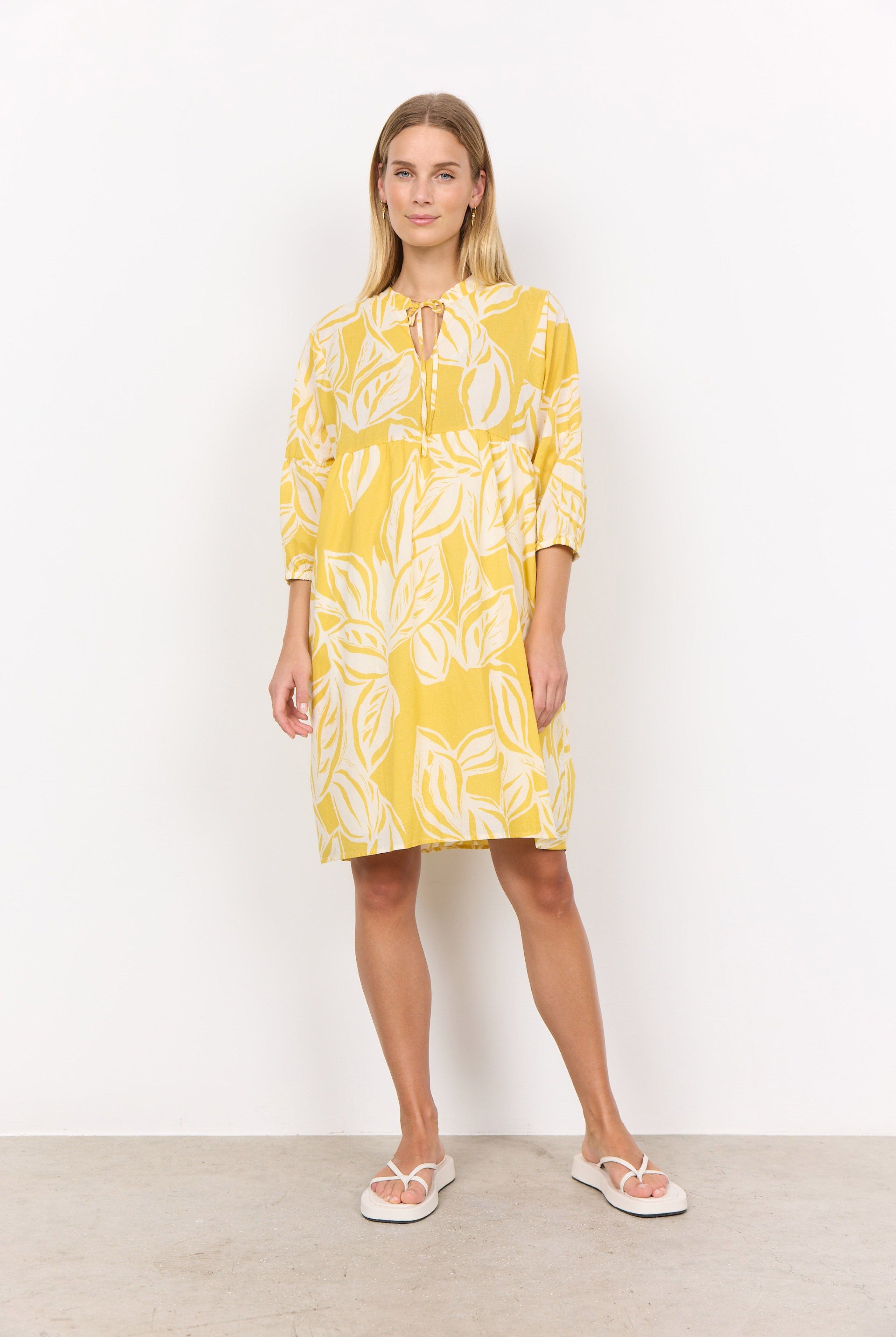 Soya Concept Elvine Printed Dress - Golden Yellow Combi
