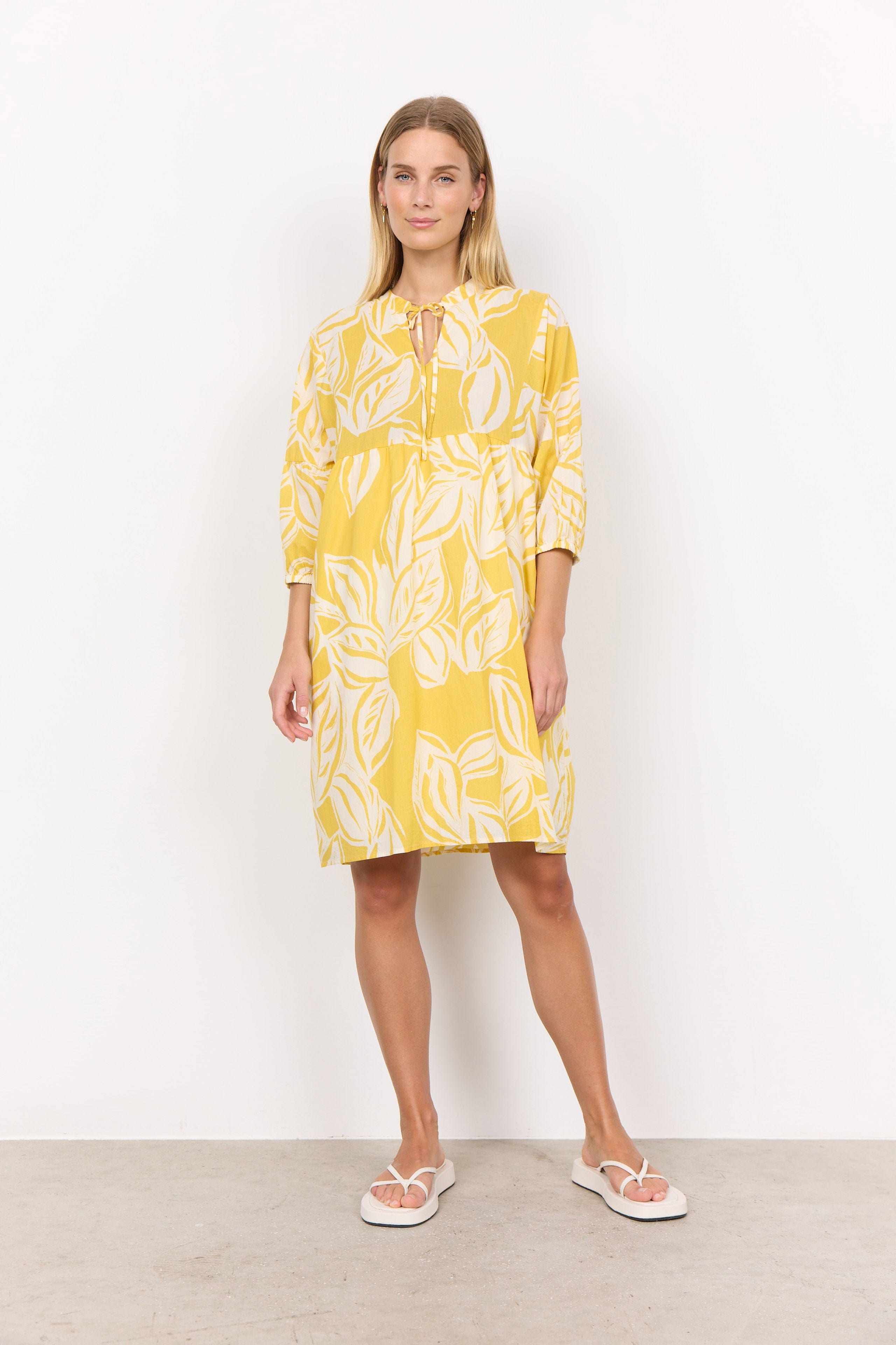 Soya Concept Elvine Printed Dress - Golden Yellow Combi