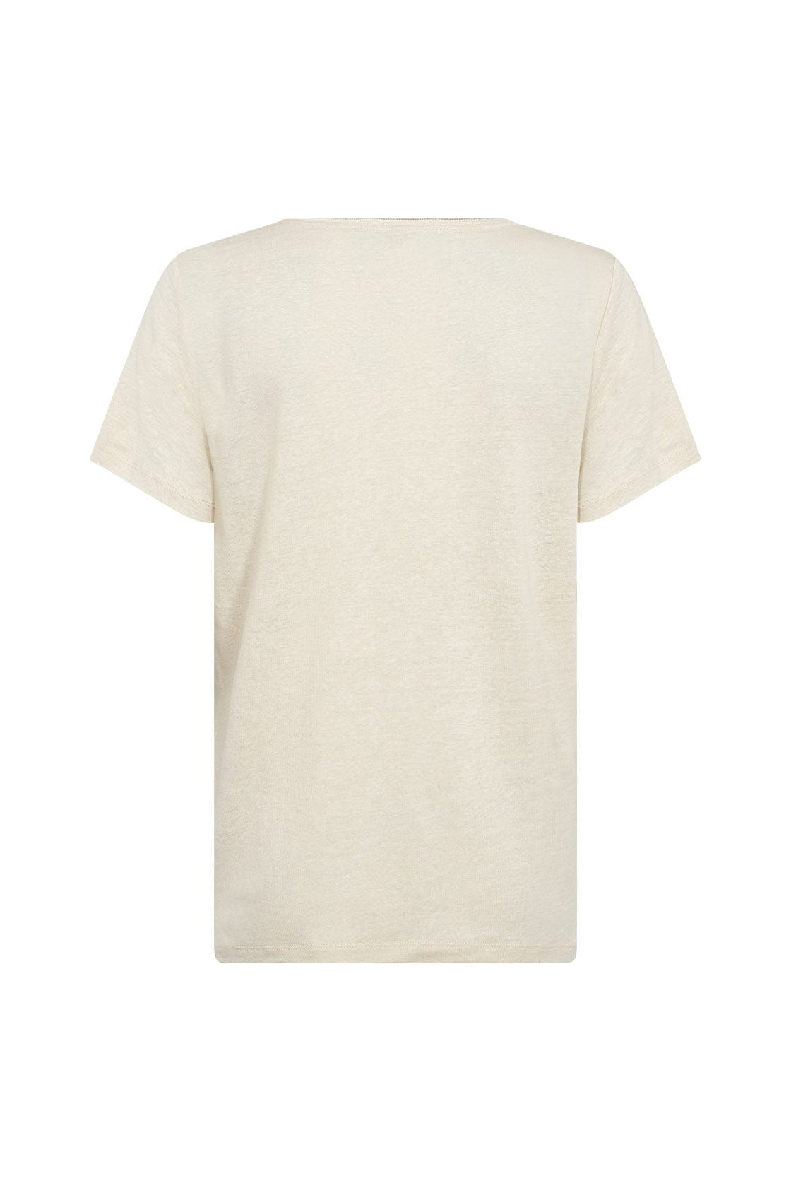 Soya Concept Emel Plain Linen Blend Short Sleeve T-Shirt - Sand