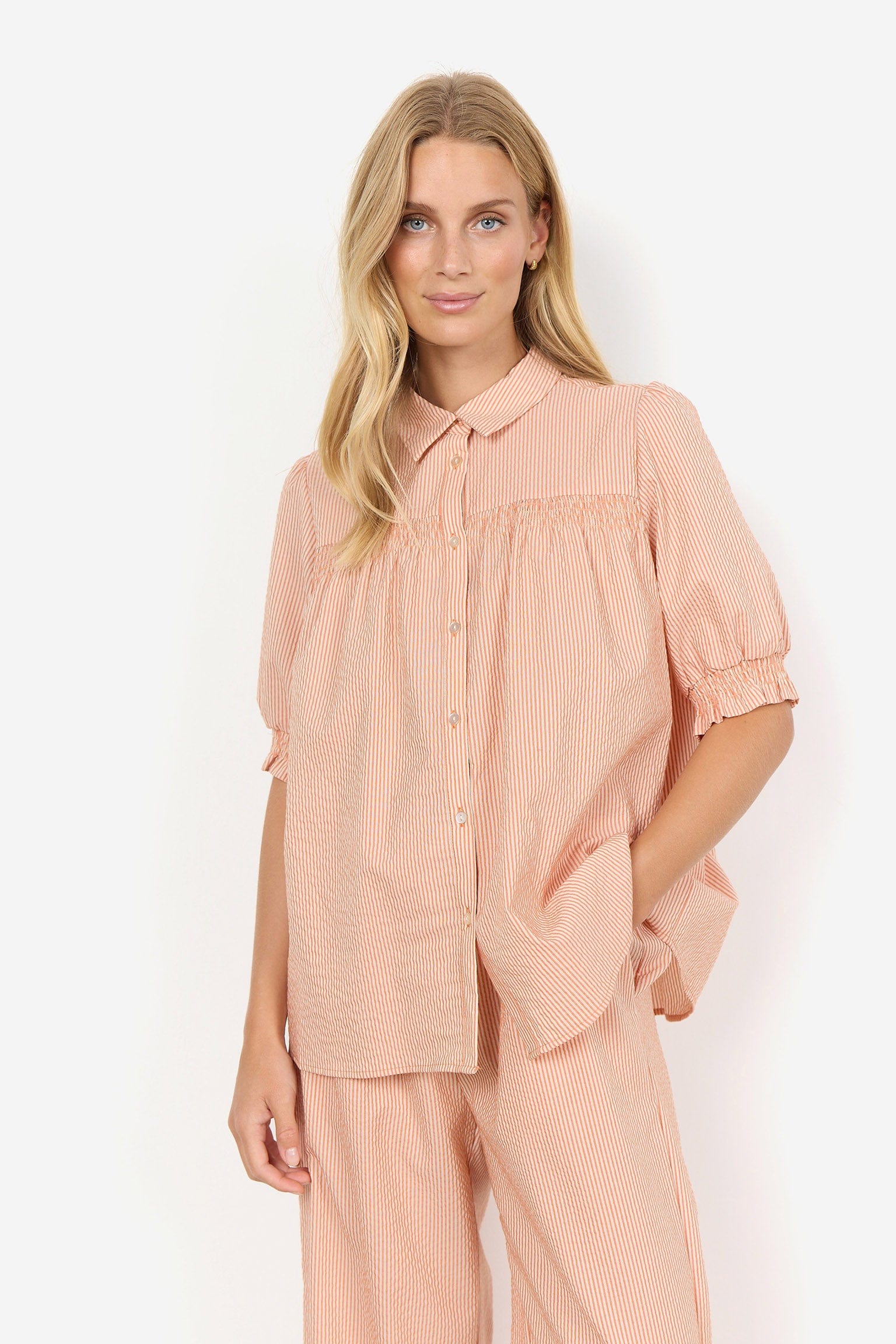 Soya Concept Emmelin Stripe Shirt - Papaya Combi