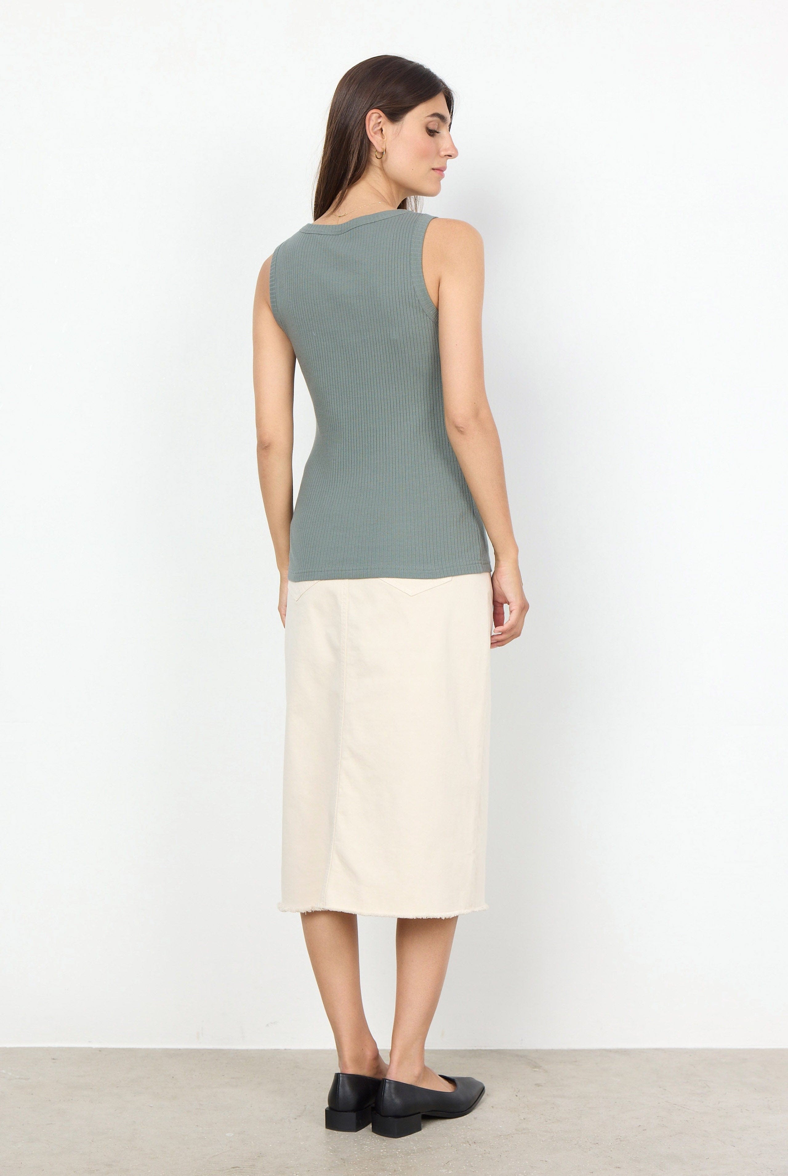 Soya Concept Erna Denim Midi Skirt - Cream