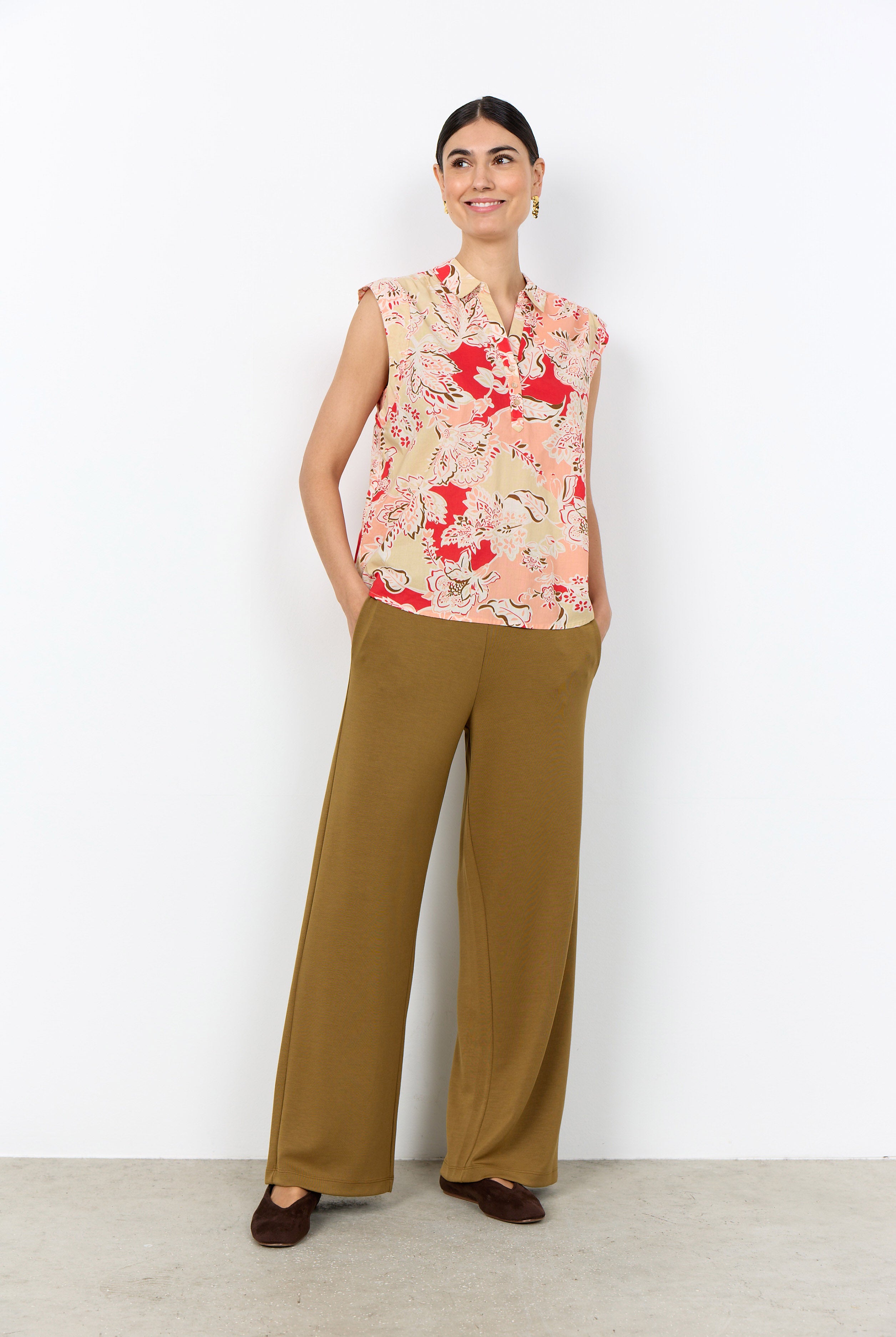 Soya Concept Faldine Sleeveless Blouse - Bittersweet Combi