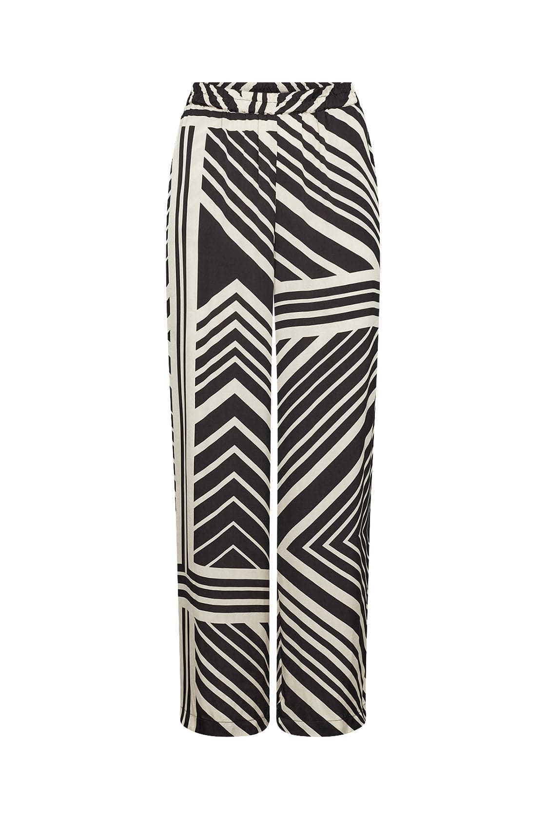 Soya Concept Faro Geometric Print Wide leg Trousers - Black Combi