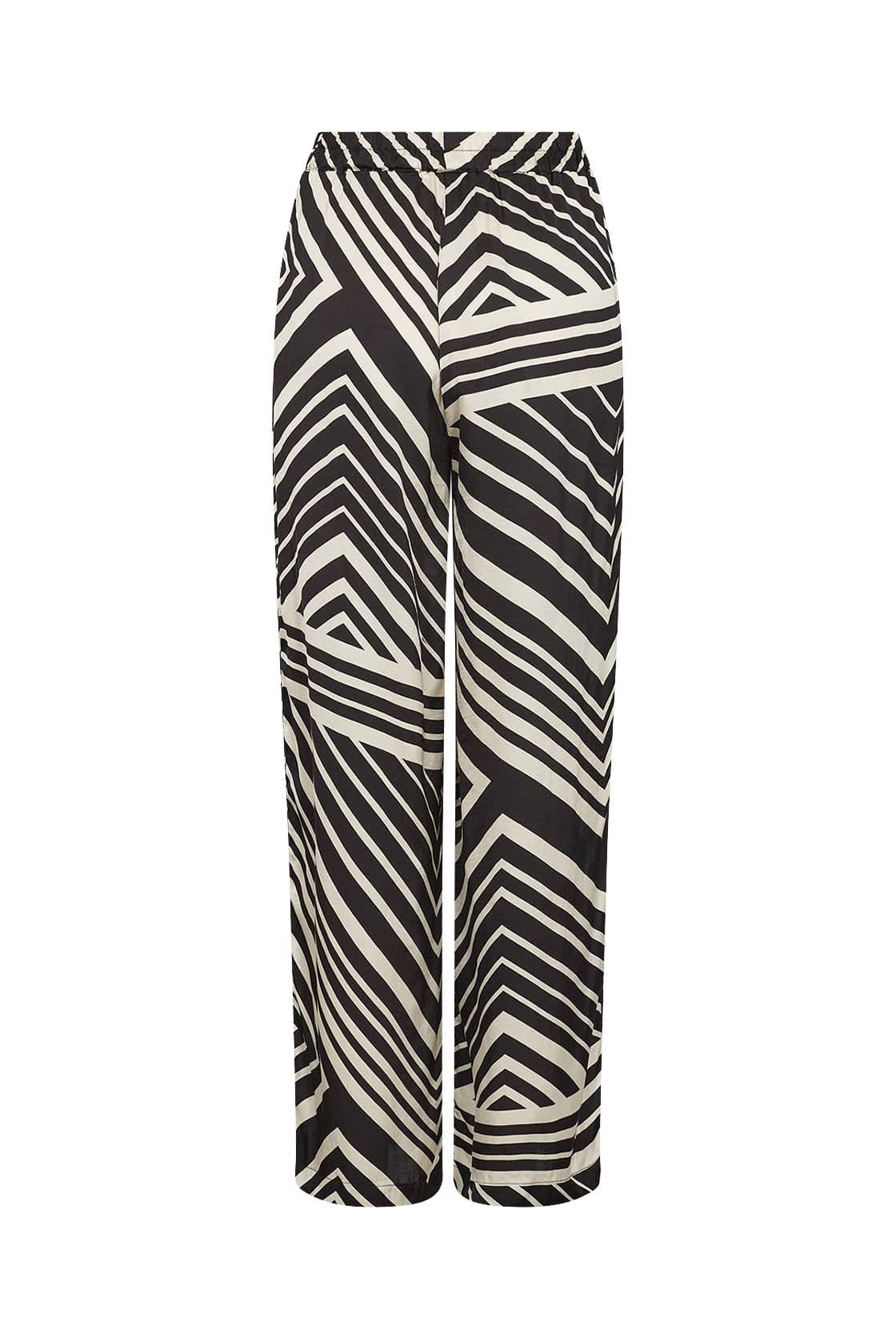 Soya Concept Faro Geometric Print Wide leg Trousers - Black Combi