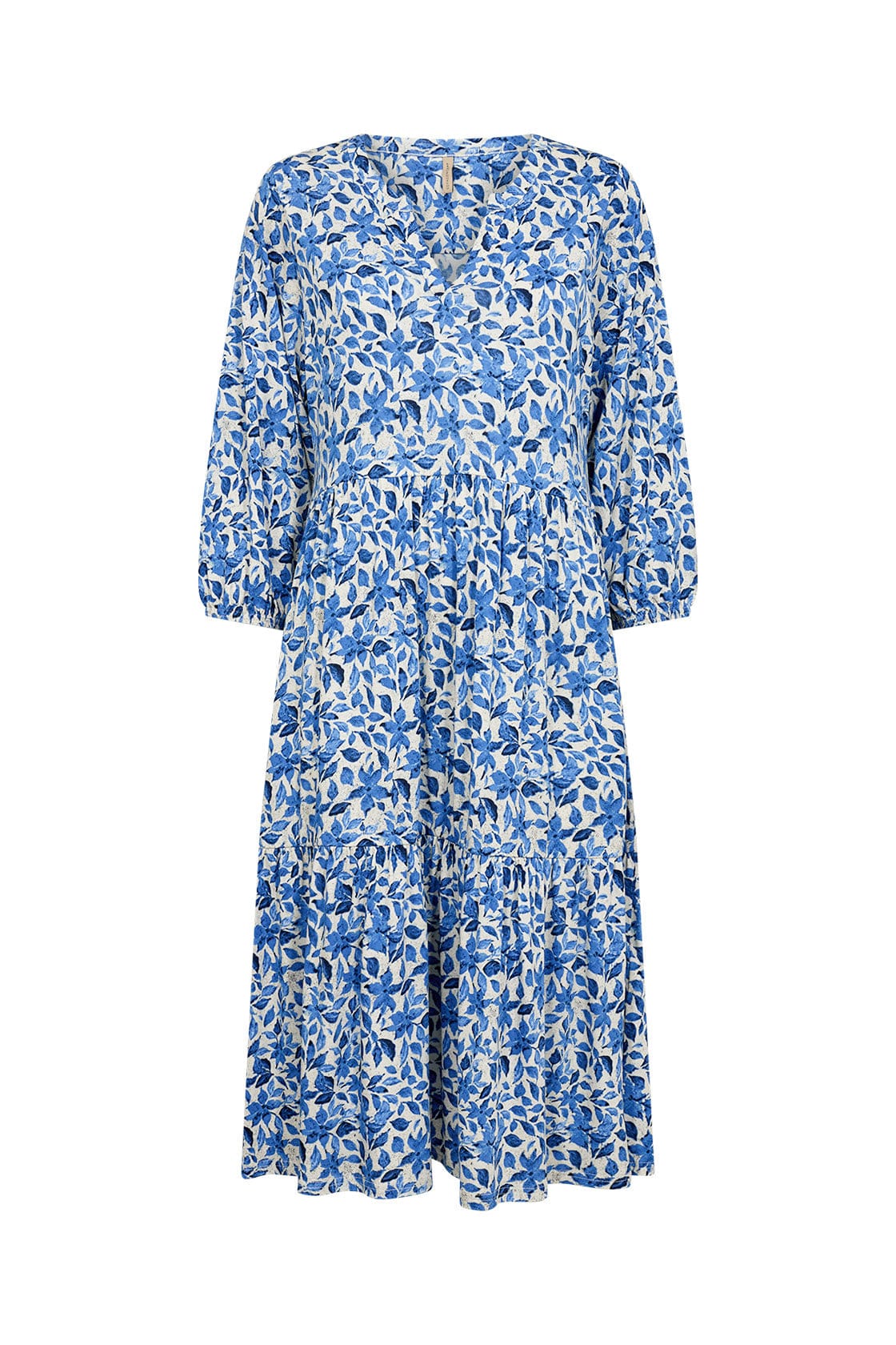 Soya Concept Felicity Floral Printed Midi Dress - Bright Blue Combi
