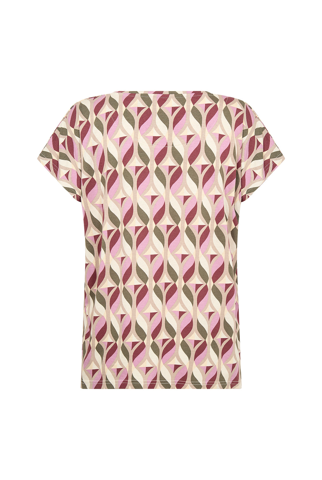 Soya Concept Felicity Geometric T-Shirt - Oxblood Red Combi
