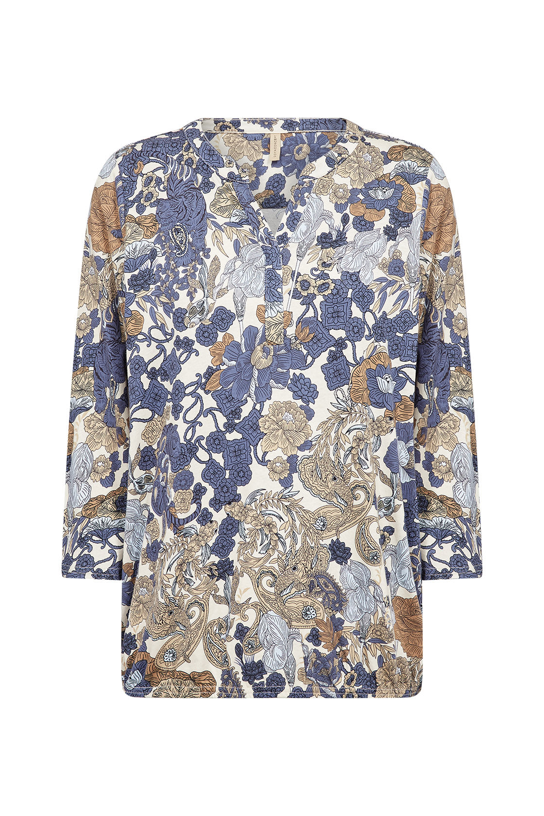 Soya Concept Felicity Printed 3/4 Sleeve Top - Navy Combi