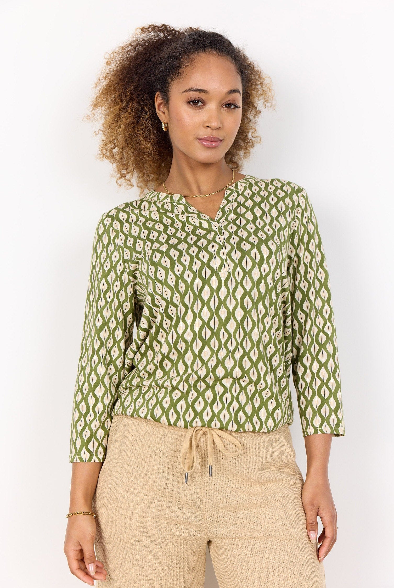 Soya Concept Felicity Printed Jersey Top - Calliste Green Combi