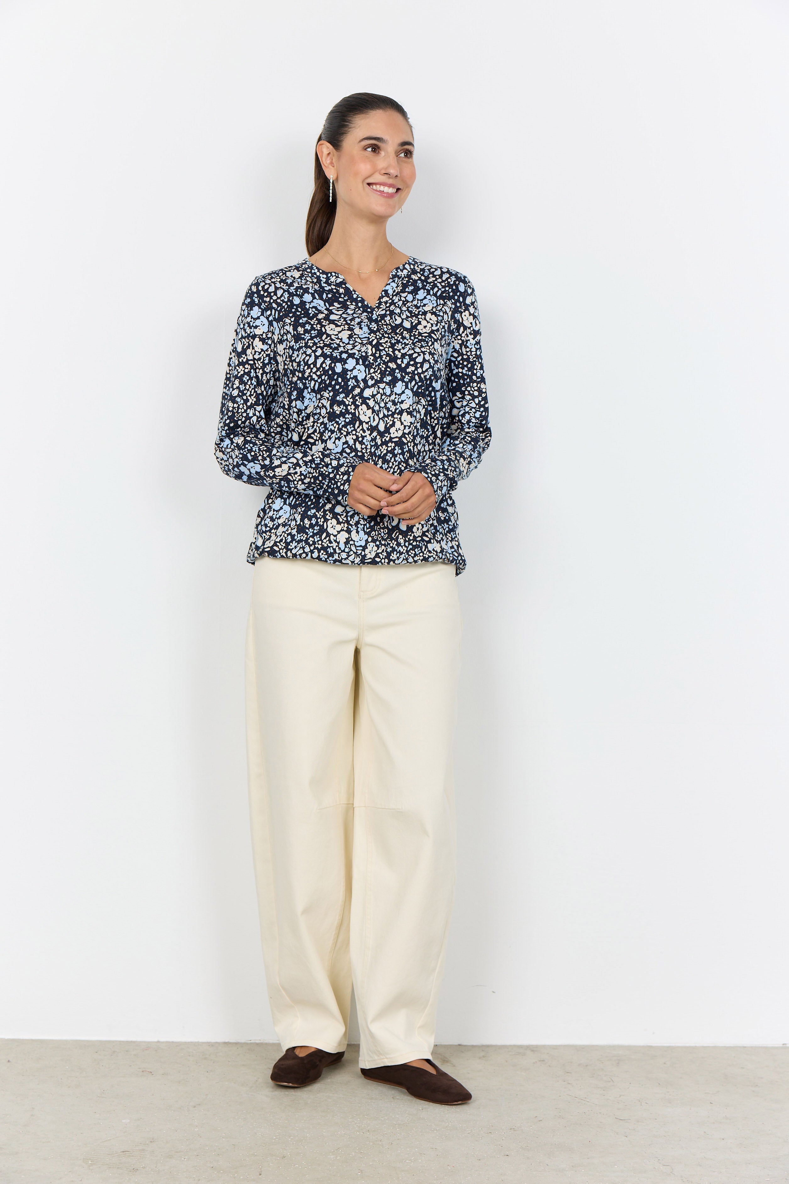 Soya Concept Felicity Printed Jersey Top - Navy Combi