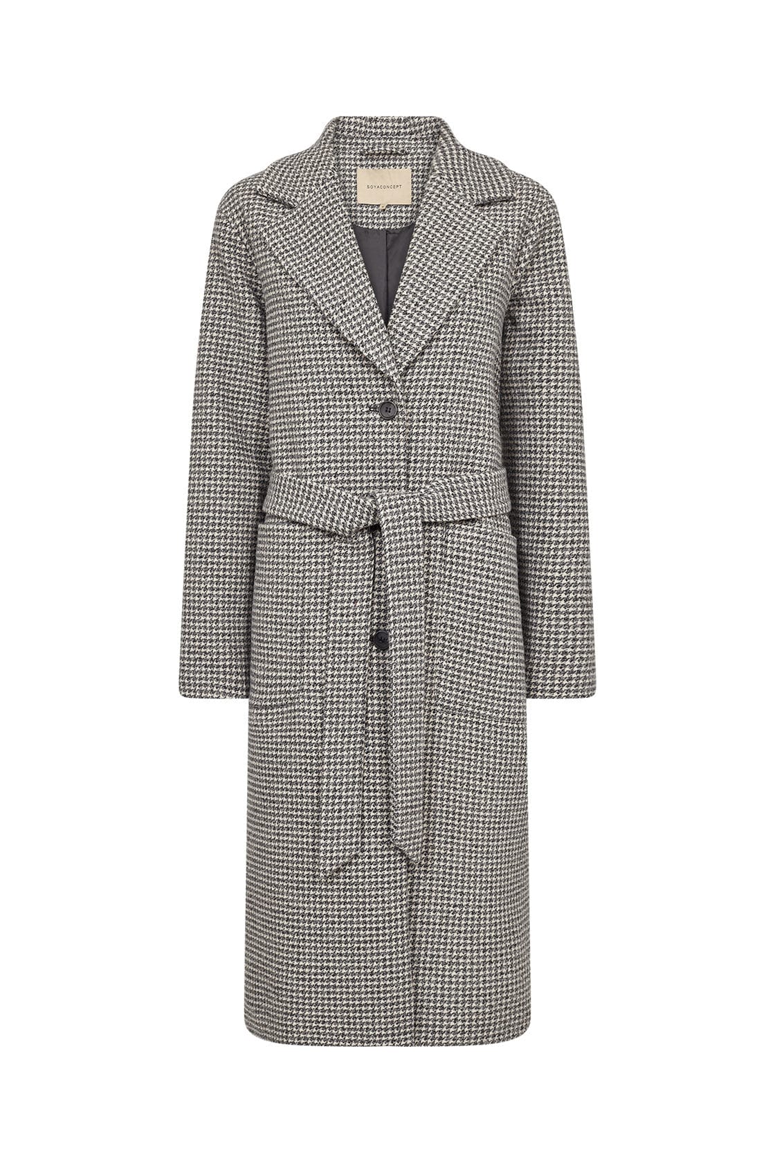 Soya Concept Felisia Wool Blend Houndstooth Coat - Black Combi