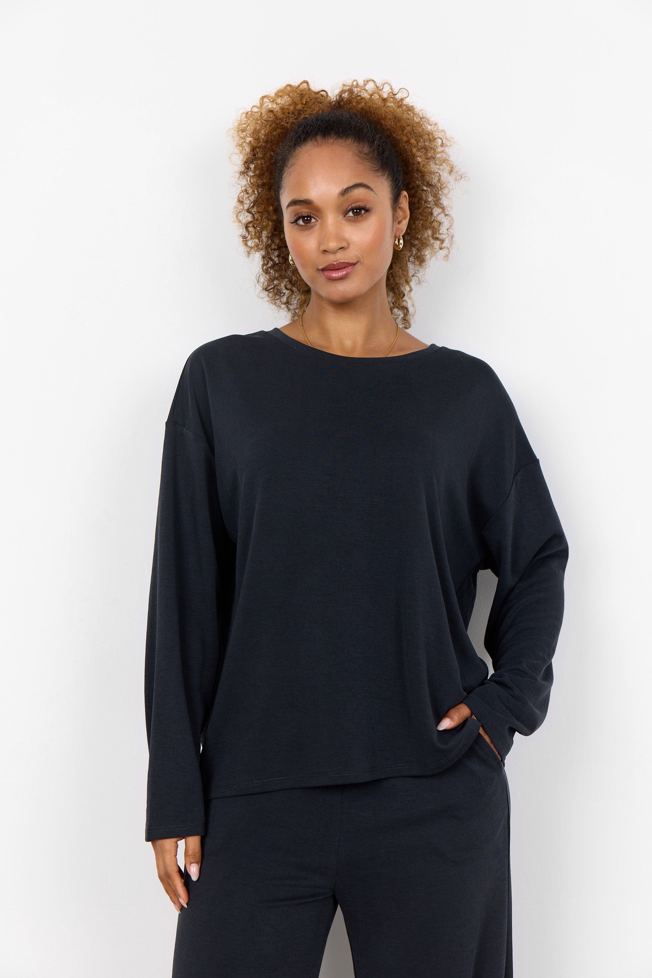 Soya Concept Felucca Modal Jersey Top - Black