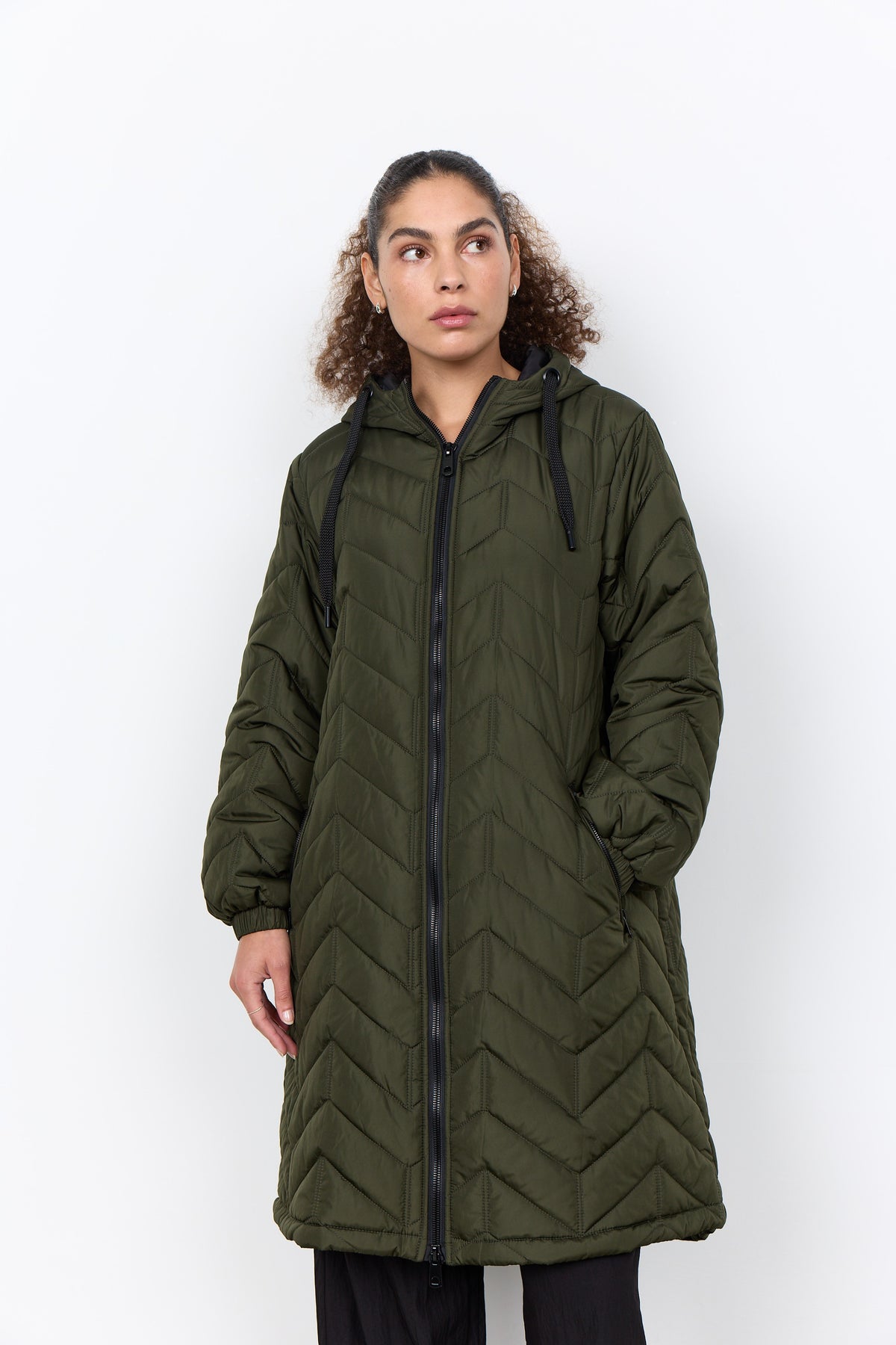 Soya Concept Fenya Longline Puffer Coat - Forest Night