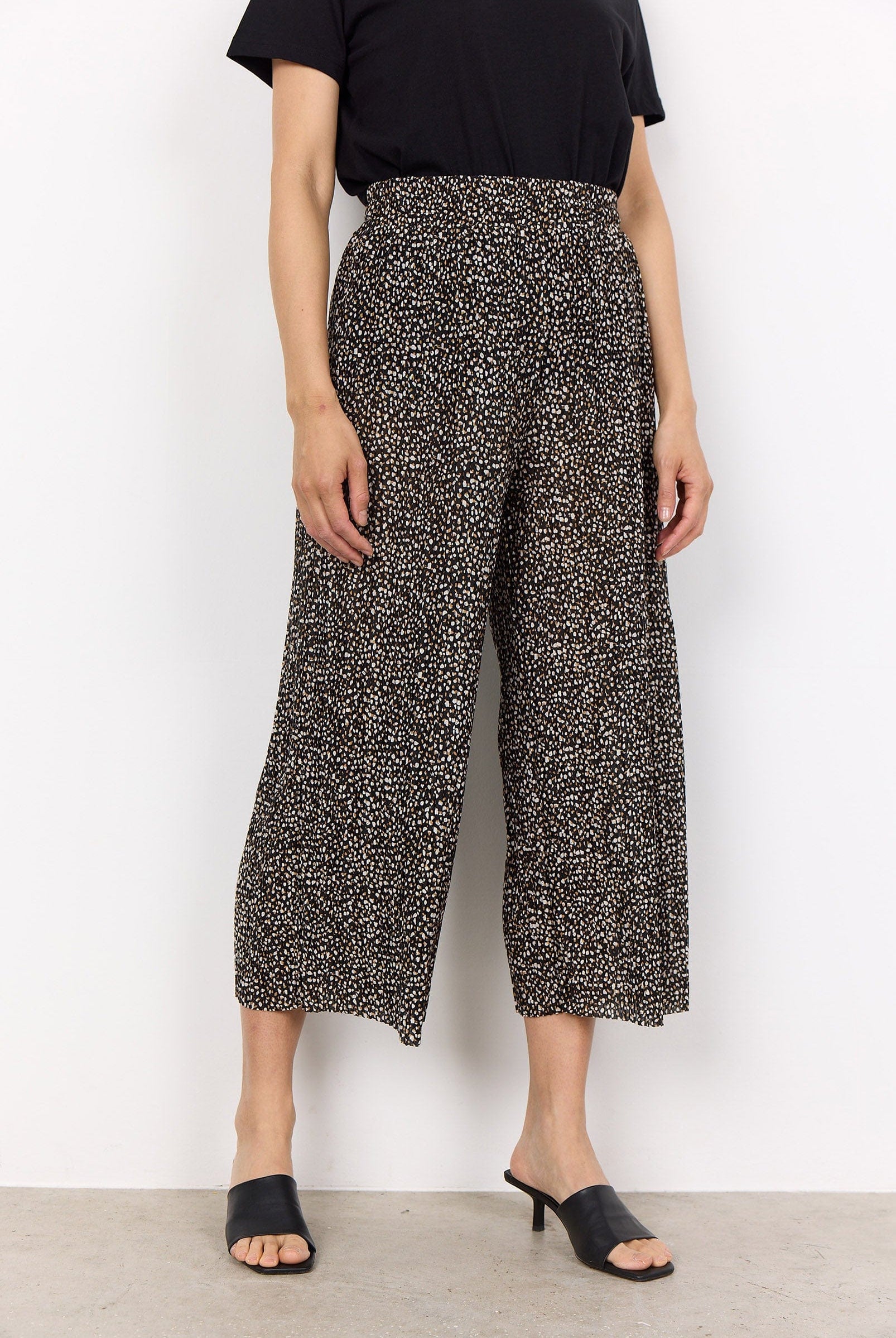 Soya Concept Fleur Printed Cropped Trousers - Black Combi