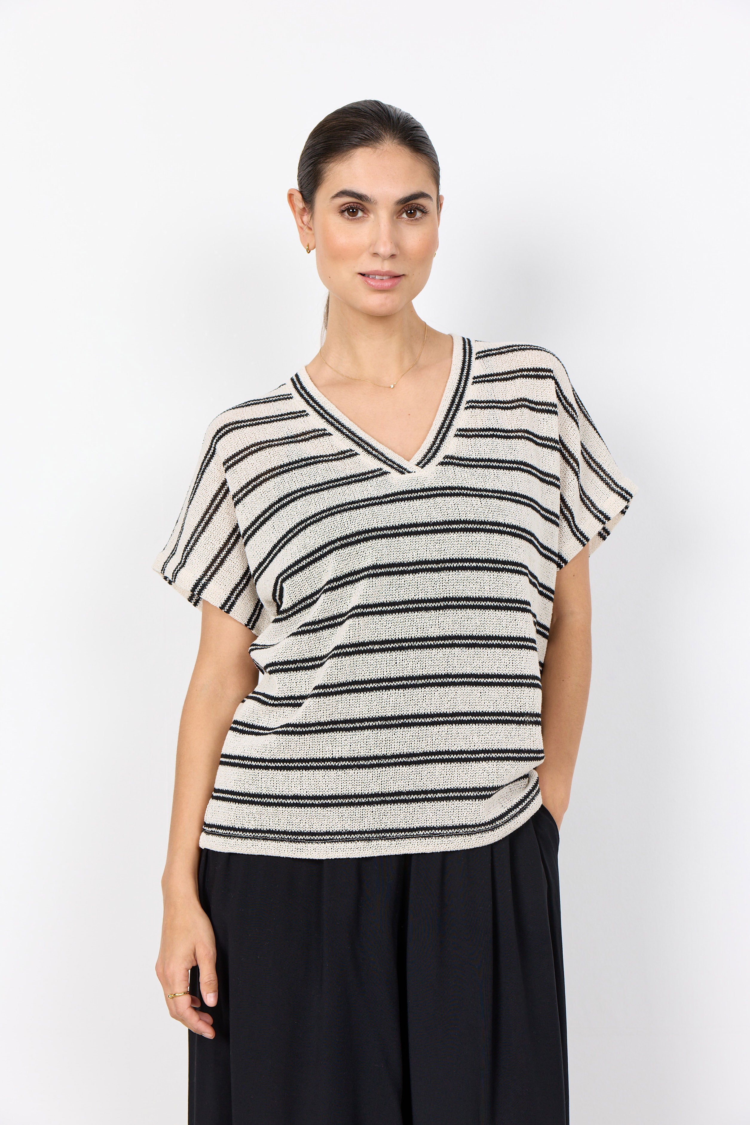 Soya Concept Frey Knitted T-Shirt - Black Combi