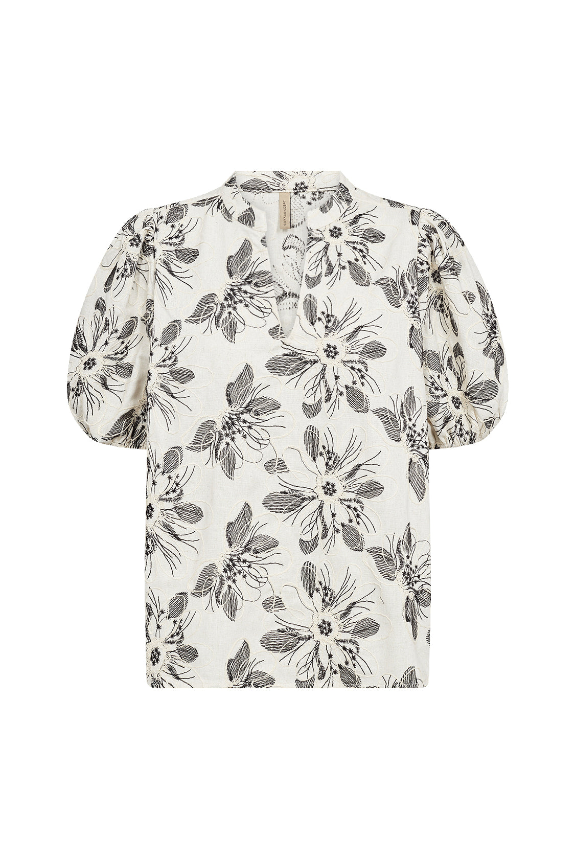 Soya Concept Gabriele Monochrome Floral Blouse - Cream Combi