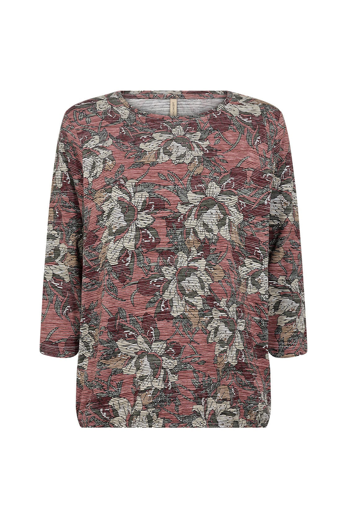 Soya Concept Galina Printed 3/4 Sleeve T-Shirt - Blush Combi