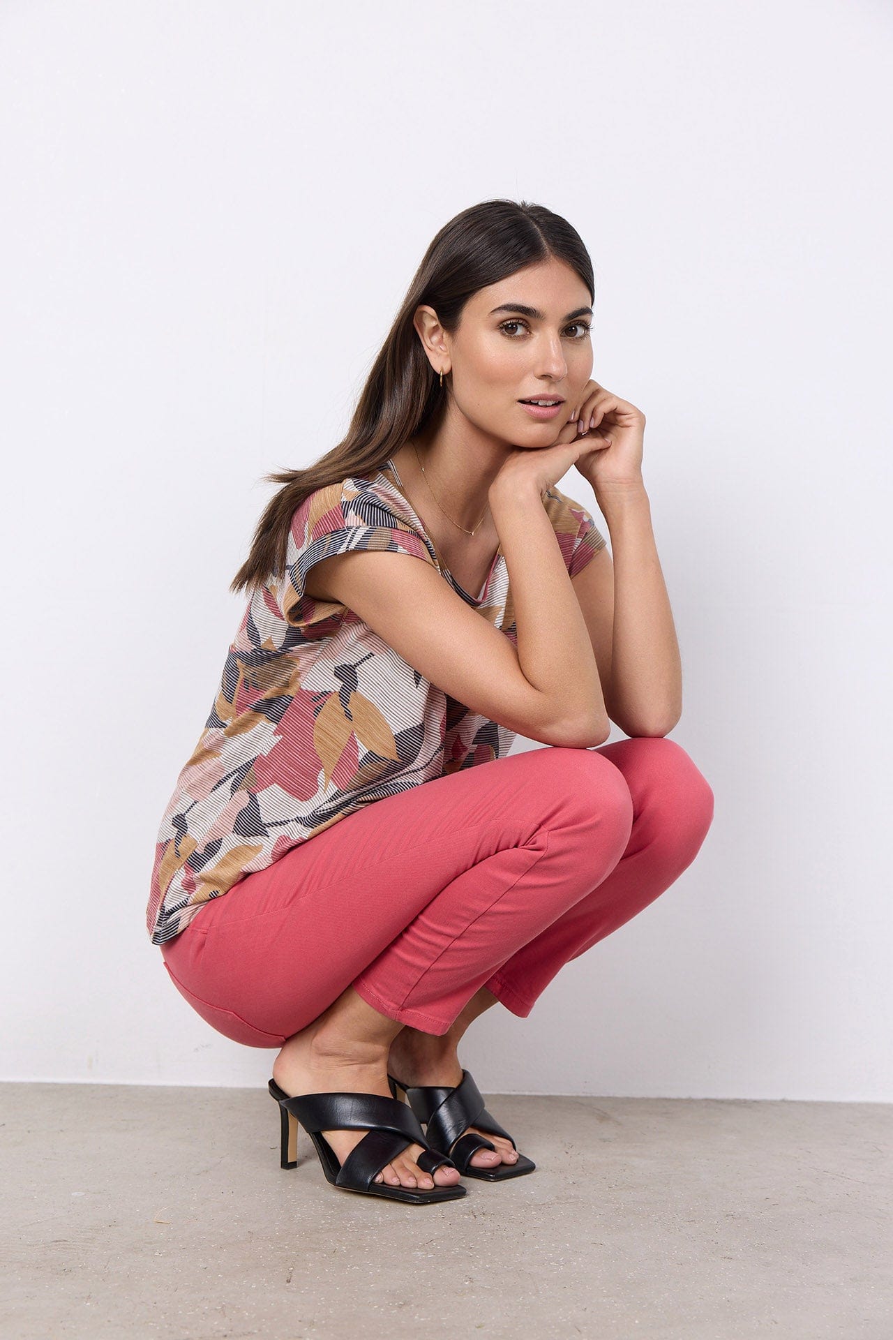 Soya Concept Galina Printed T-Shirt - Berry Combi