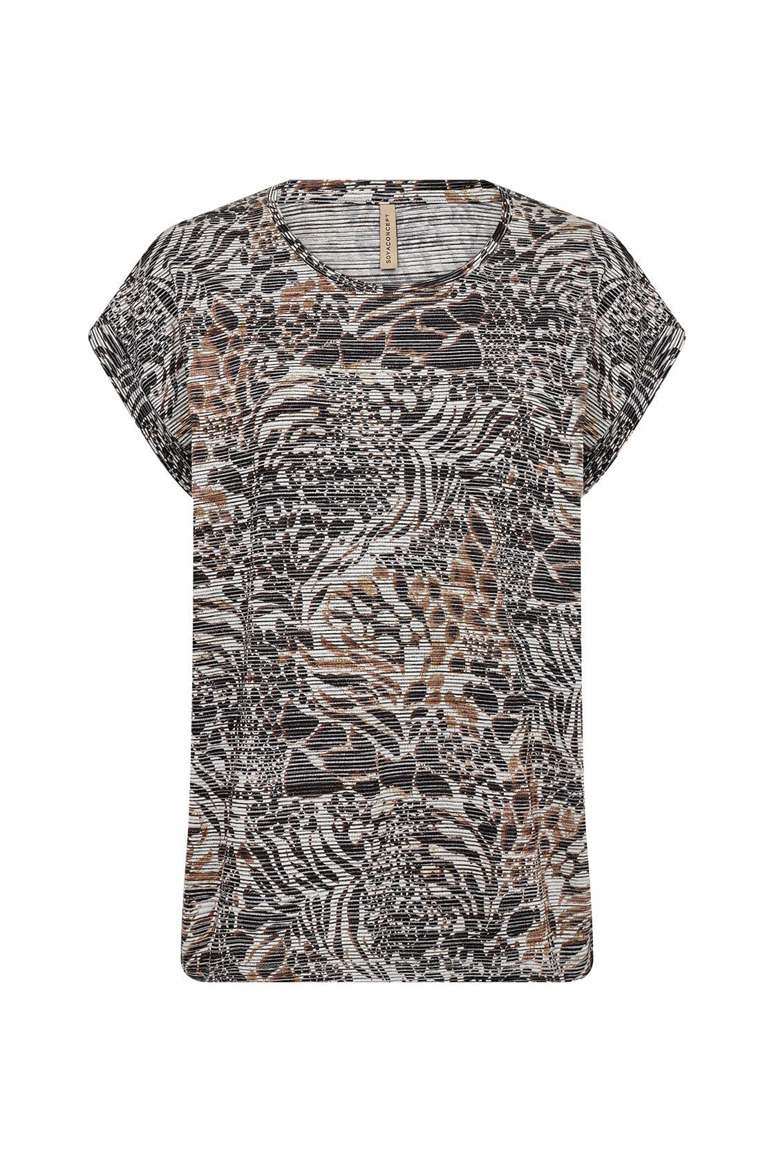Soya Concept Galina Printed T-Shirt - Hot Fudge Combi