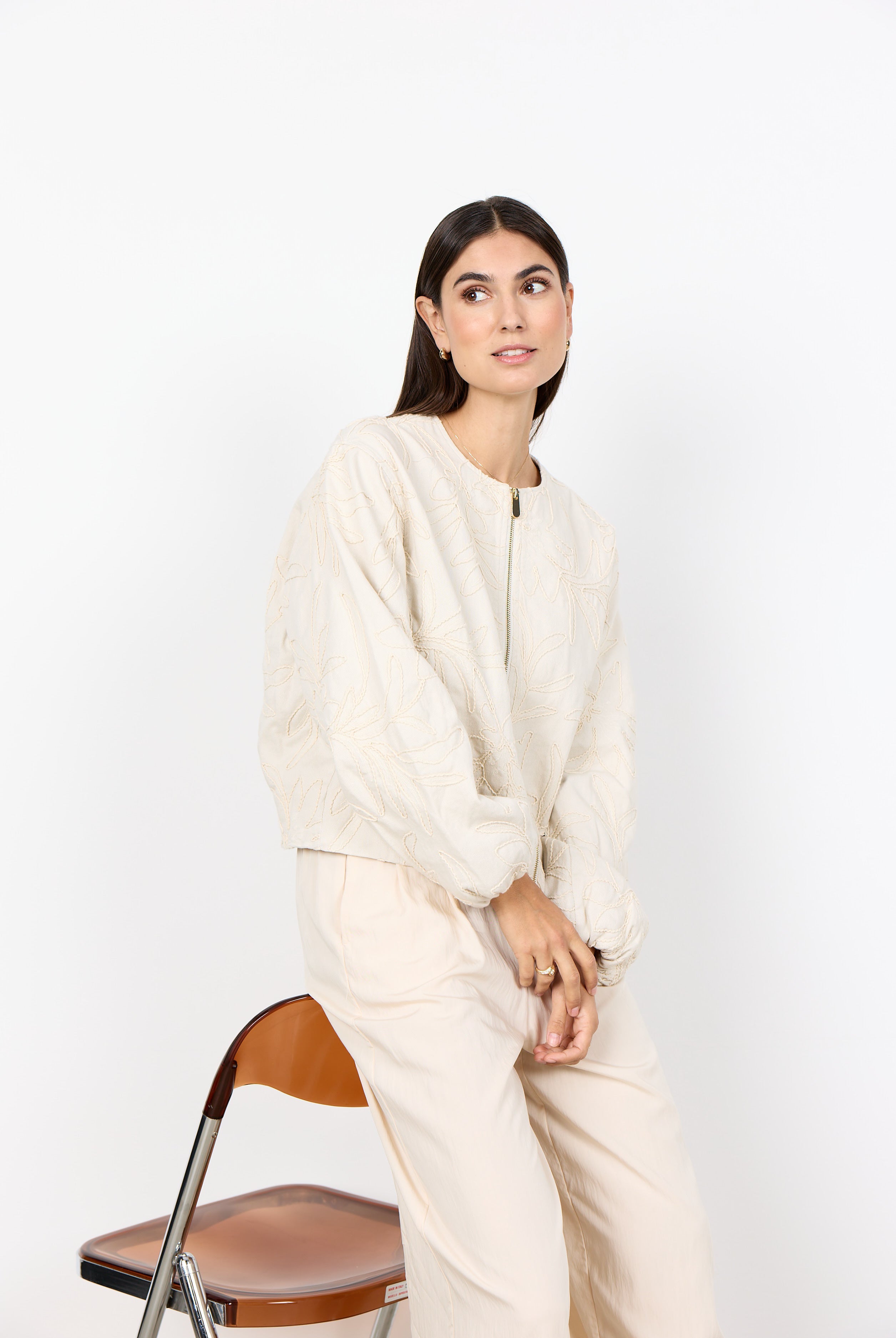 Soya Concept Gerda Embroidered Jacket - Cream