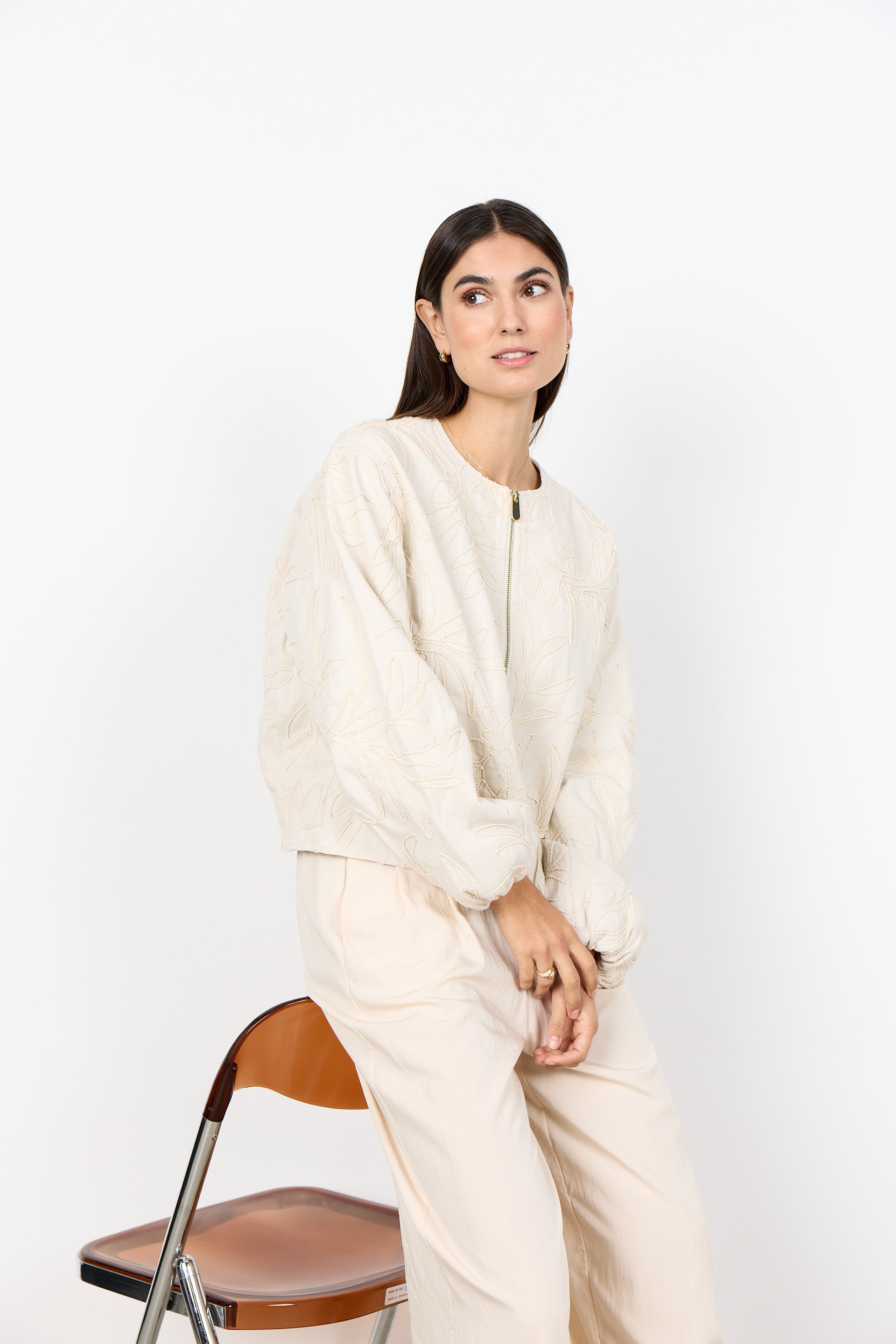 Soya Concept Gerda Embroidered Jacket - Cream