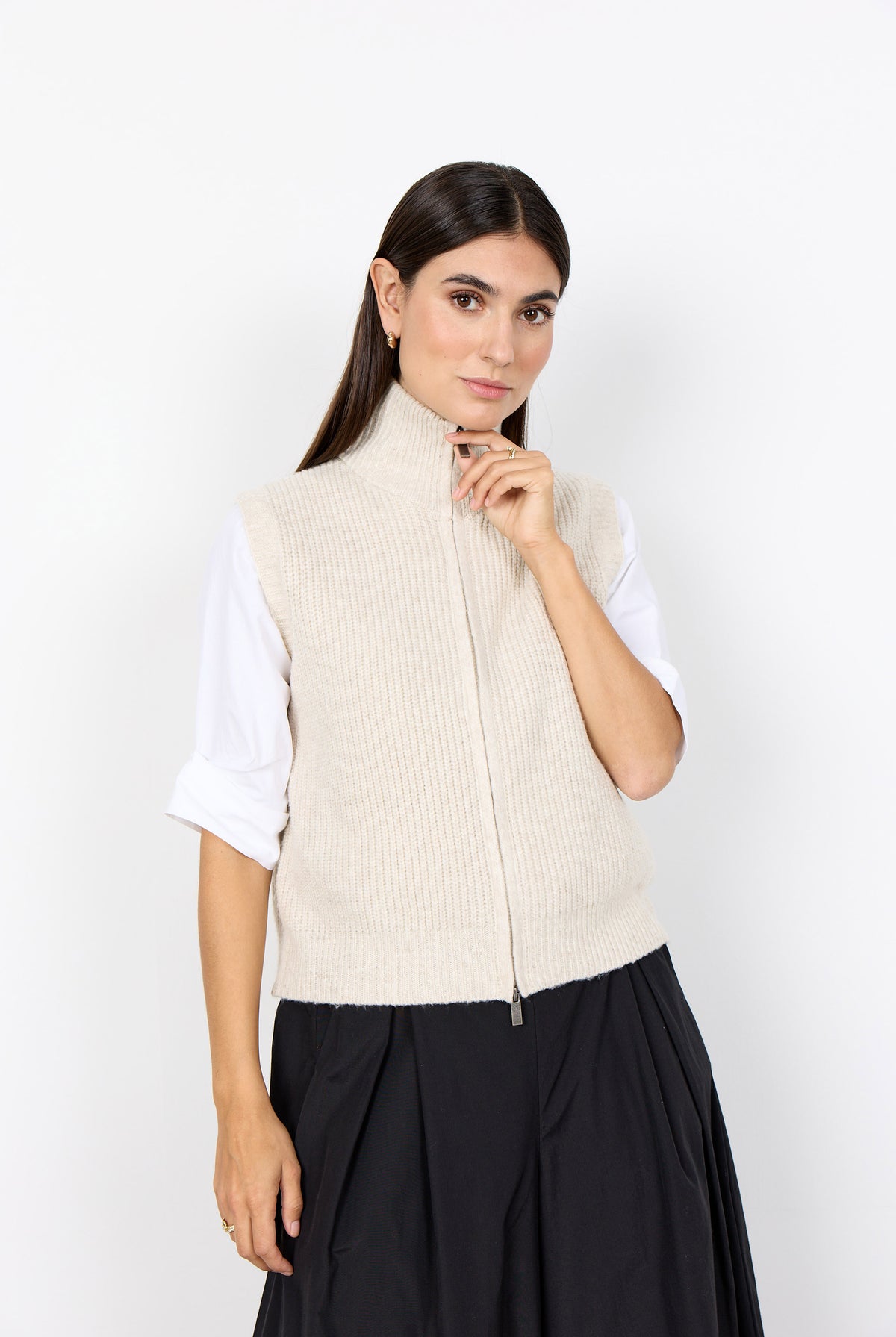 Soya Concept Gith Sleeveless Jumper - Cream Melange