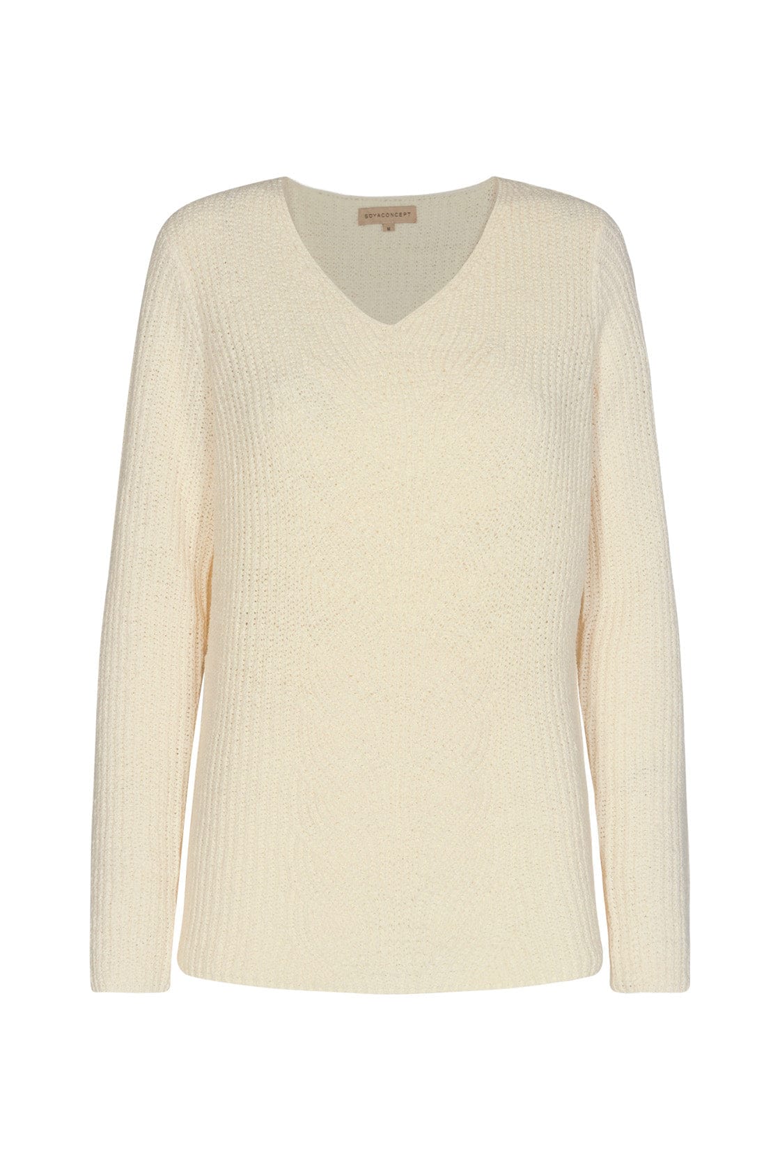 Soya Concept Glenda Textured Knit V-Neck Jumper - Cream