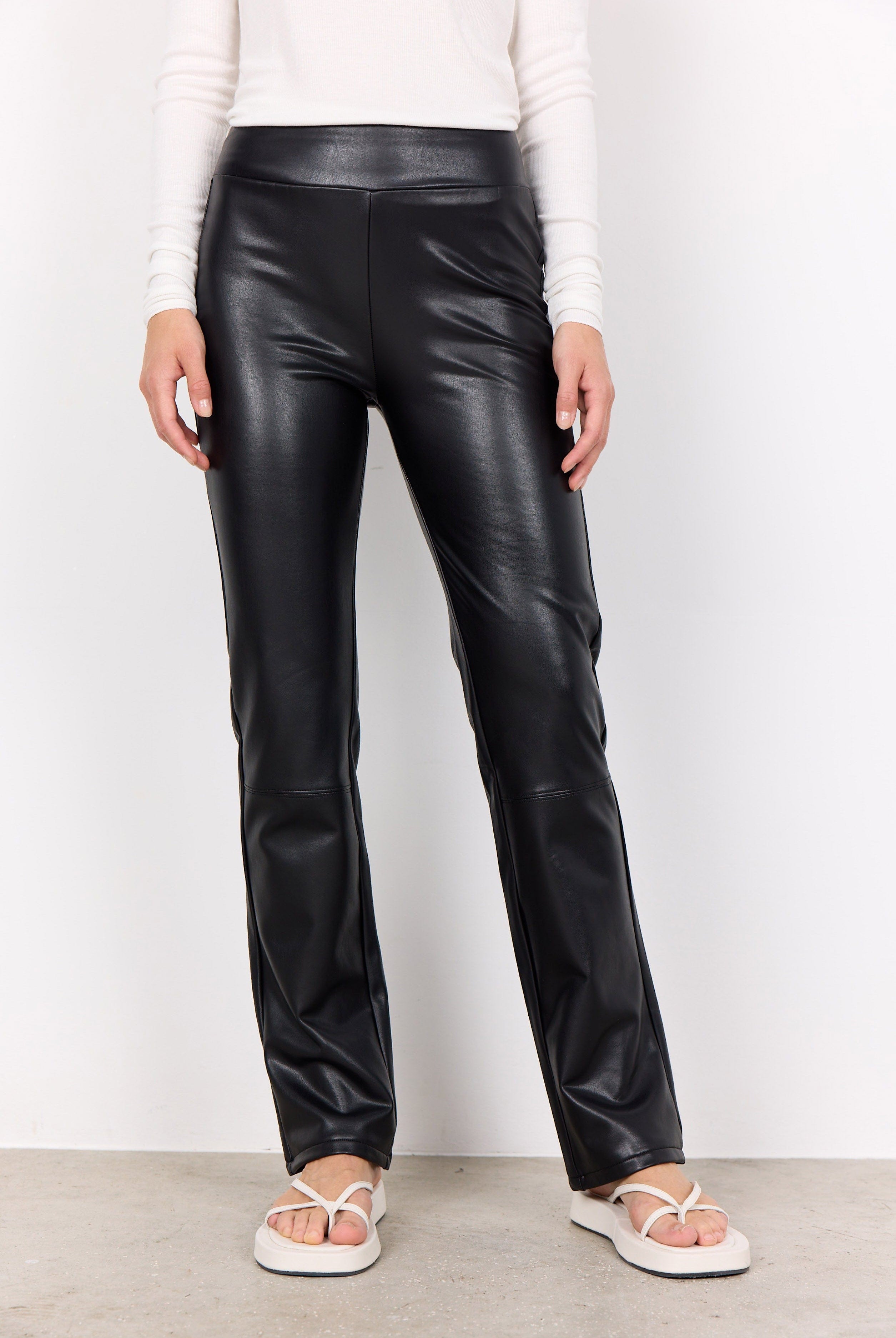 Soya Concept Haida Leather Look Trousers - Black