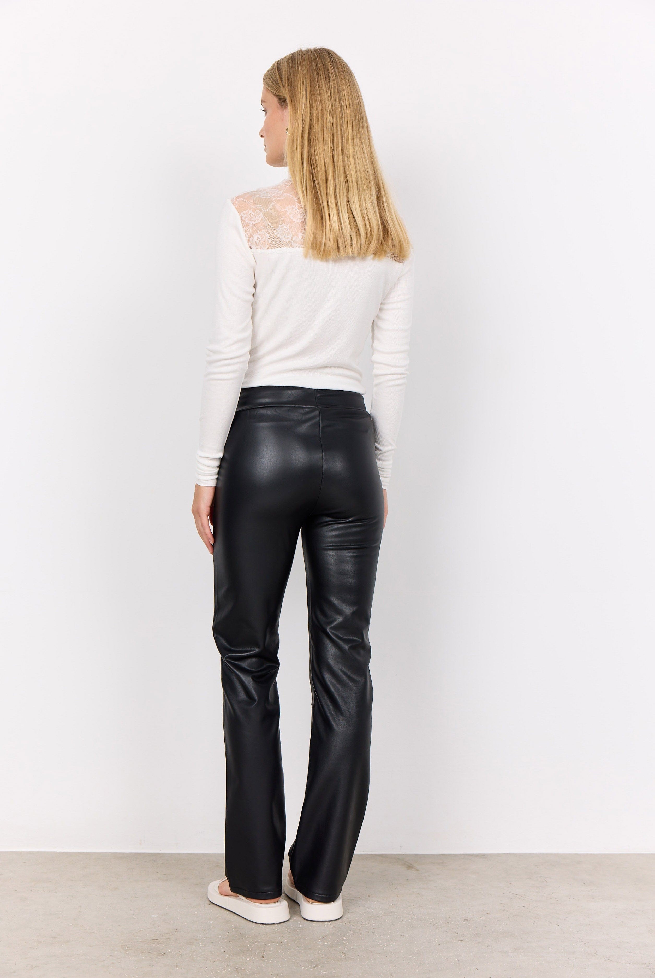 Soya Concept Haida Leather Look Trousers - Black