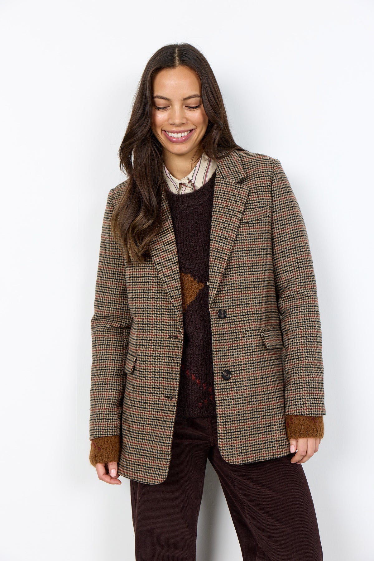Soya Concept Hasel Check Blazer - Madder Brown Combi