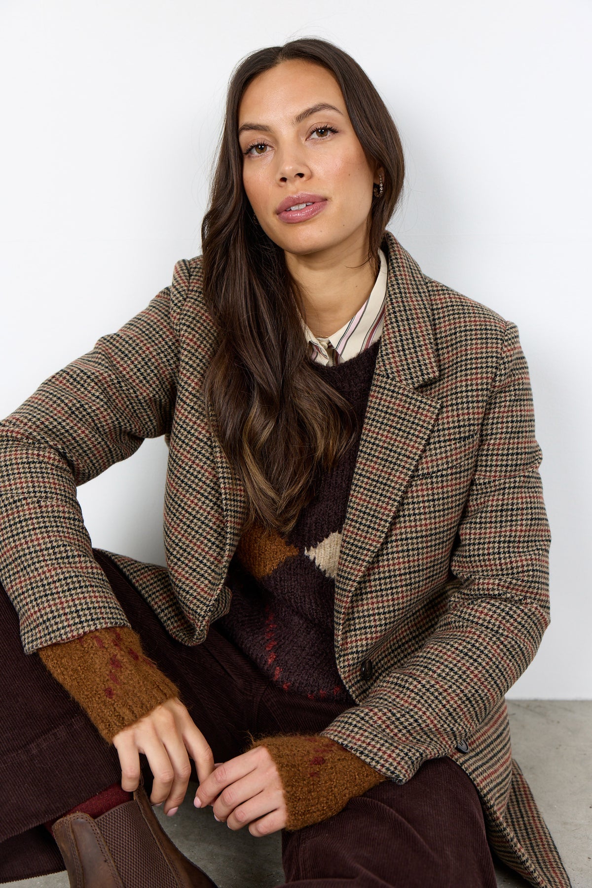 Soya Concept Hasel Check Blazer - Madder Brown Combi