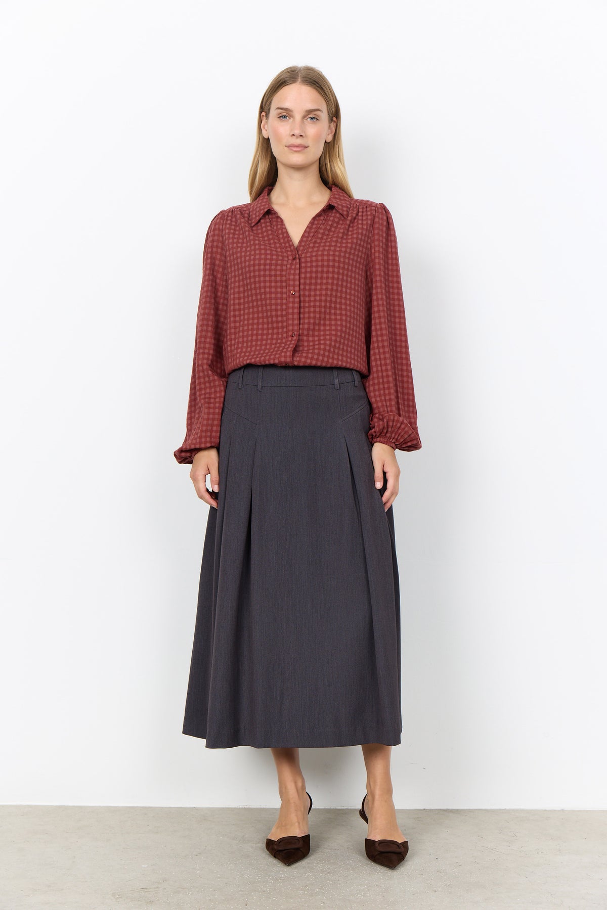 Soya Concept Heina Gingham Shirt - Madder Brown