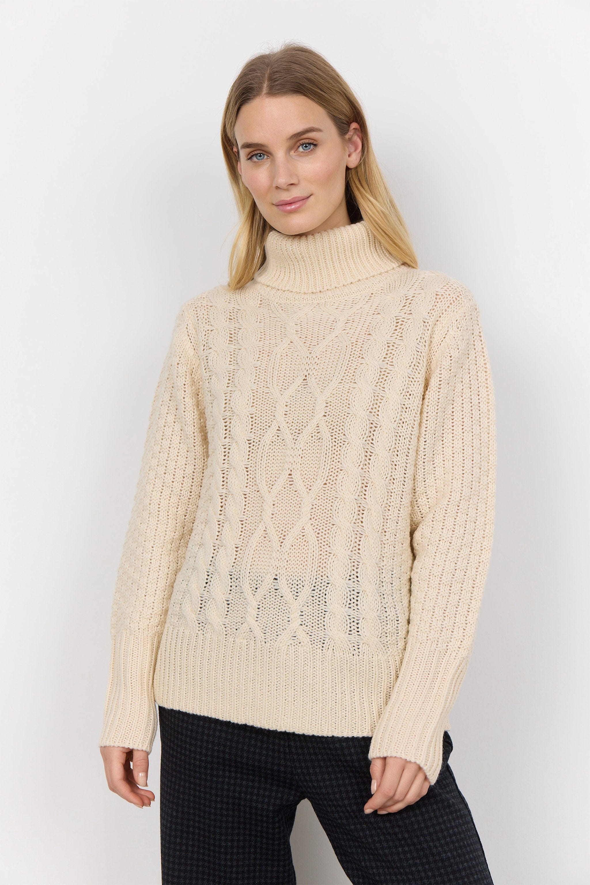 Soya Concept Ibbe Cable Knit Jumper - Cream