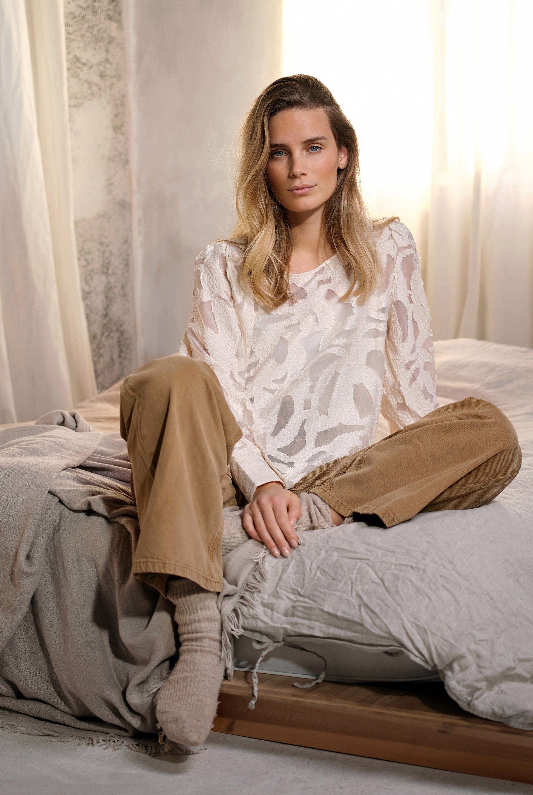 Soya Concept Ibi Jacquard Blouse - Cream