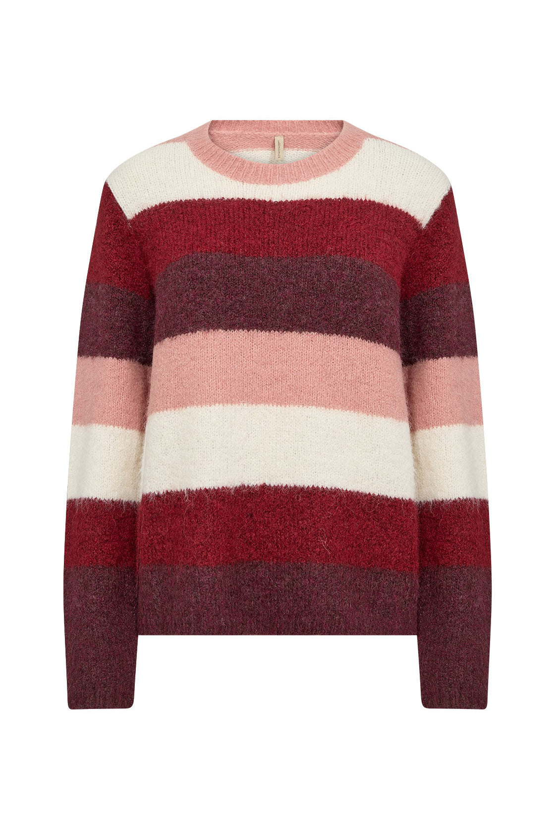Soya Concept Ilene Stripe Wool Blend Jumper - Dark Red Melange Combi