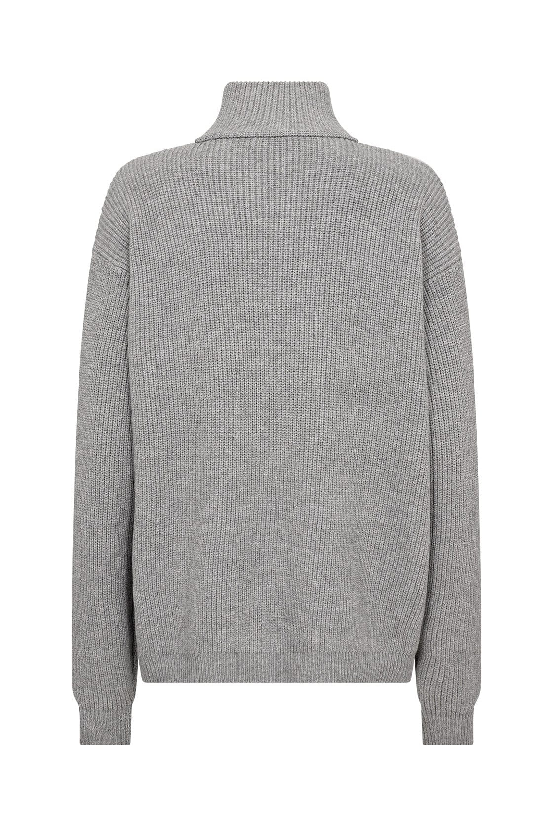 Soya Concept Ilia Quarter Zip Knitted Jumper - Mid Grey Melange