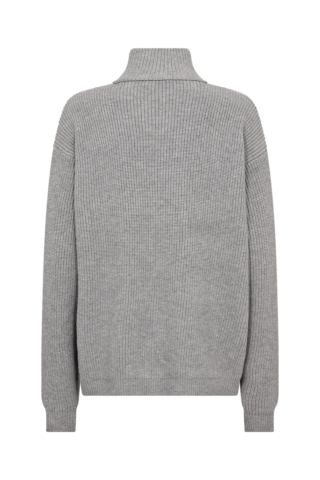 Soya Concept Ilia Quarter Zip Knitted Jumper - Mid Grey Melange
