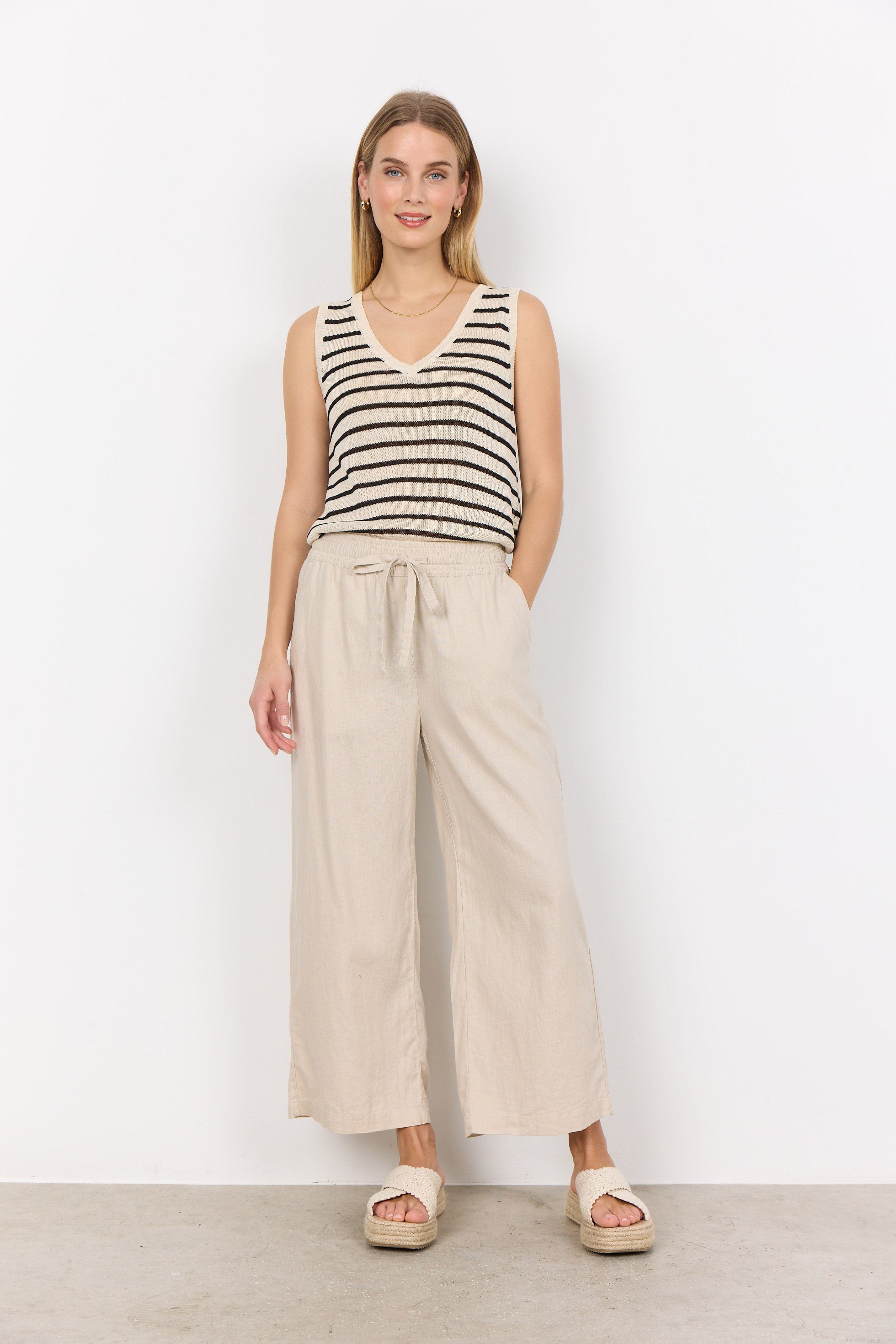 Soya Concept Ina Linen Blend Trousers - Sand